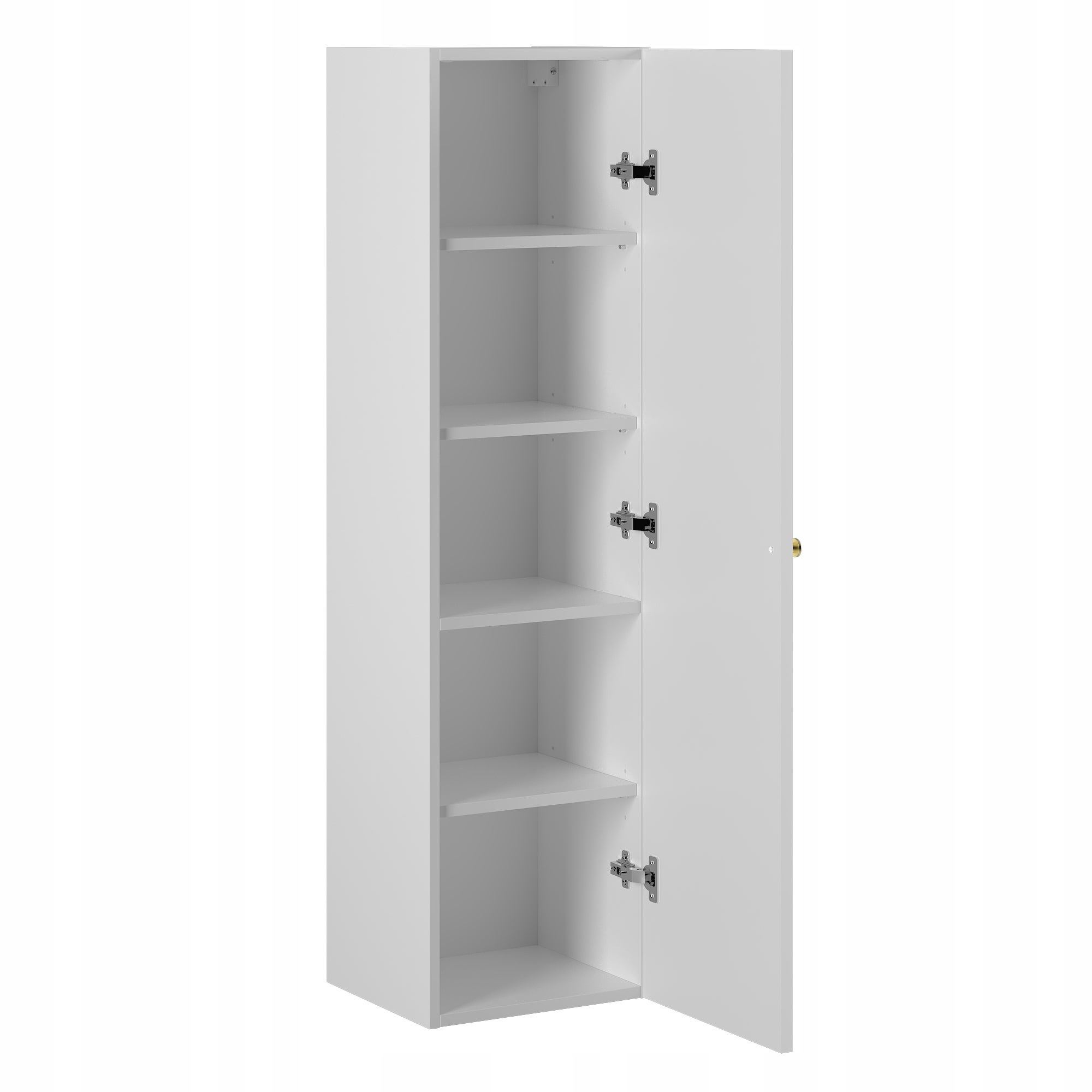 Słupek łazienkowy AQUA 35x130 cm biały ryflowany front złoty uchwyt - 3