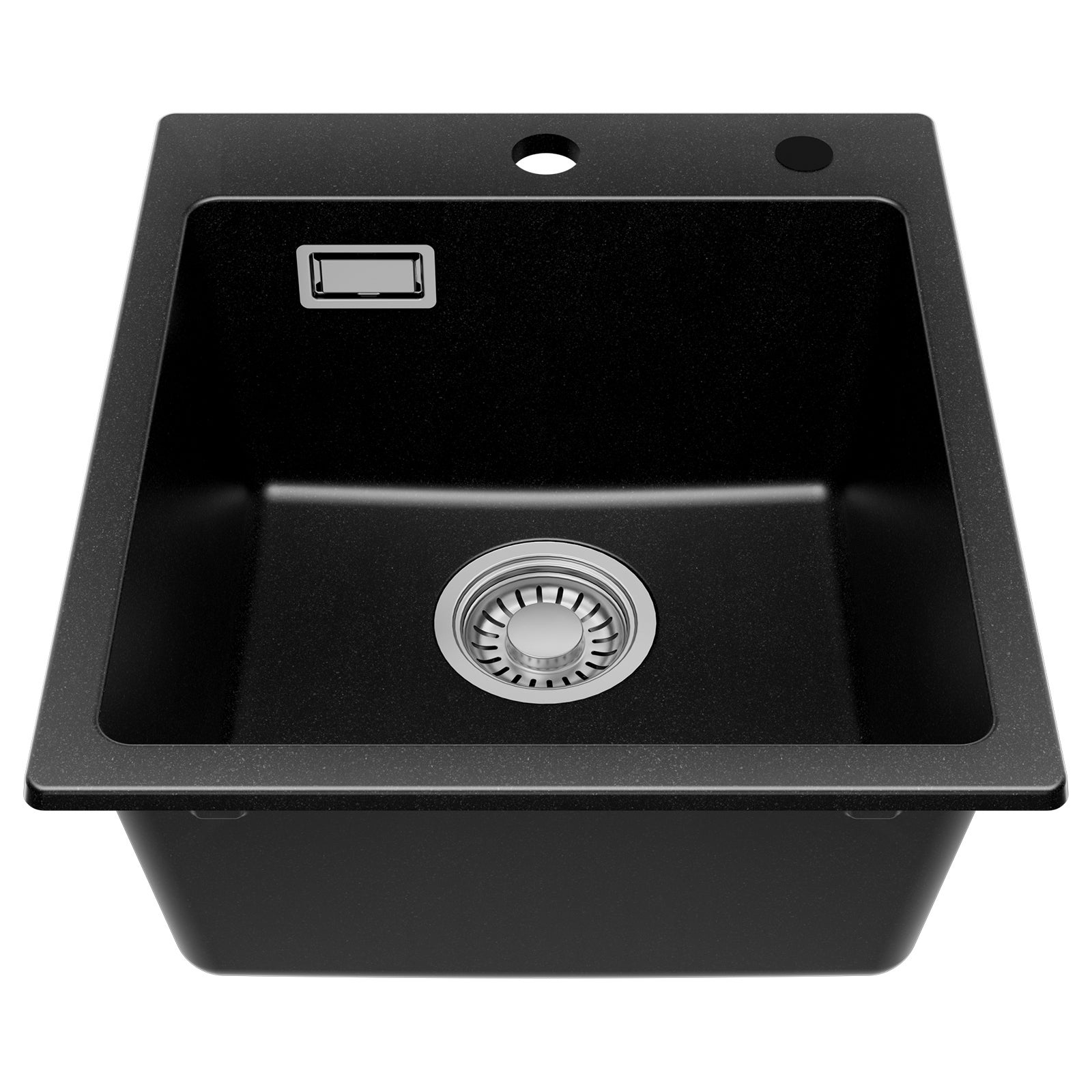 Negro Fregadero de cocina de granito de cuarzo de un seno de 40 x 45 cm - Fregadero de encimera - 6