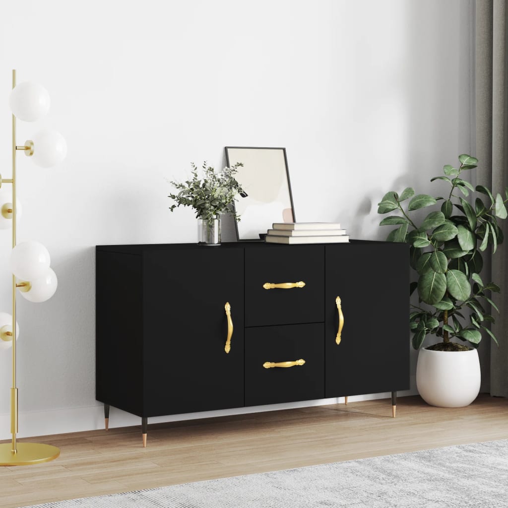 Credenza Moderna Madia da cucina Mobile Buffet Armadio da Cucina Nera 100x36x60 cm in Legno Multistrato CFW33548