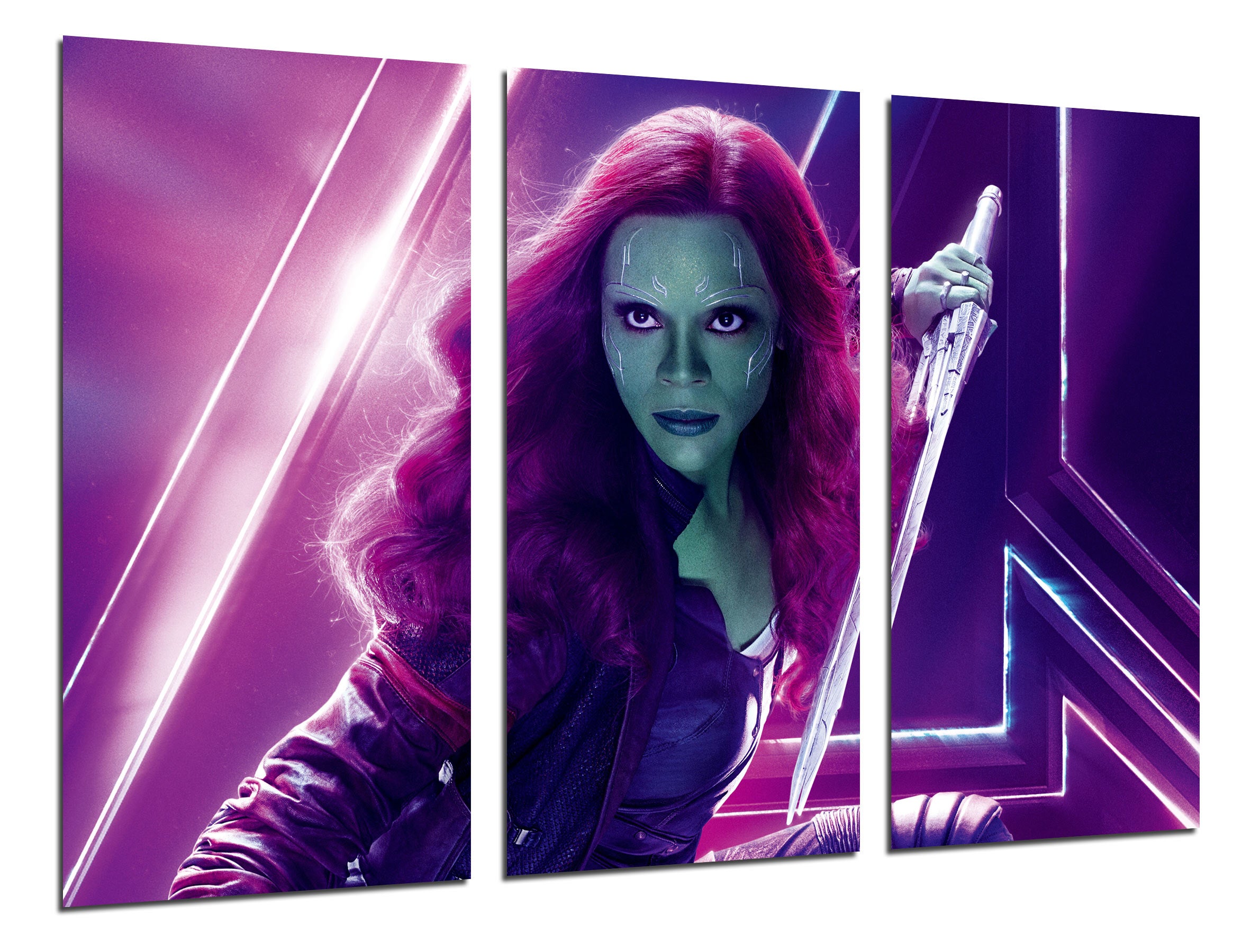 Set cuadros peliculas superheroes, gamora, los vengadores la guerra infinita, gamora, avengers infinity war, impresión digital sobre madera