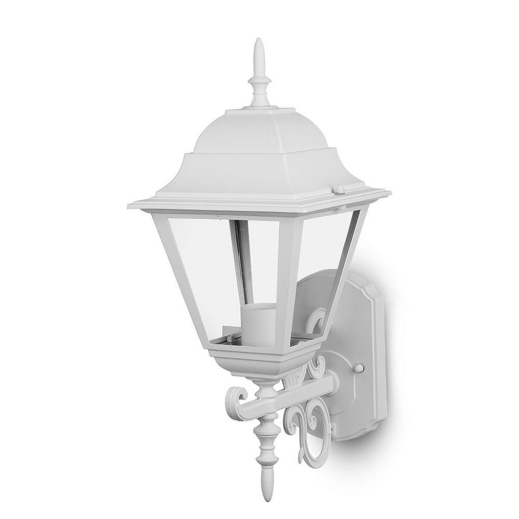 Lampa ścienna LED Lantern z oprawką E27 (maks. 60 W) skierowaną do góry, nieprzezroczysty biały kolor IP44