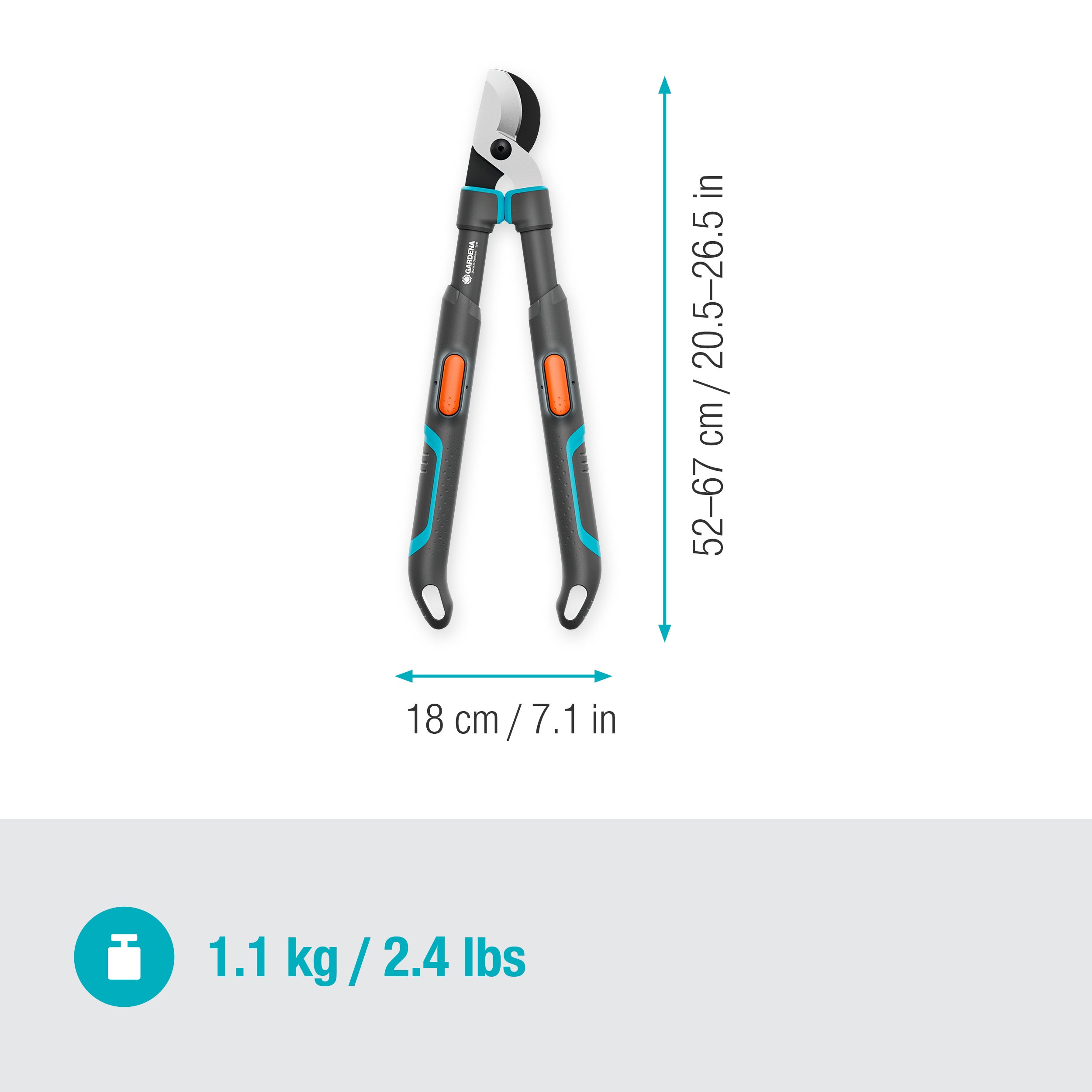 Forbici da Giardino Gardena TeleCut Pro S, Grigio/Turchese, 52 cm - 67 cm (12040-88) - 3