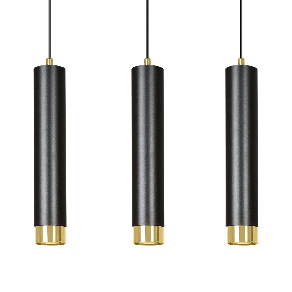 Lampa wisząca Mura 3 światła cylindryczne czarno-złote 3xGU10 - 2