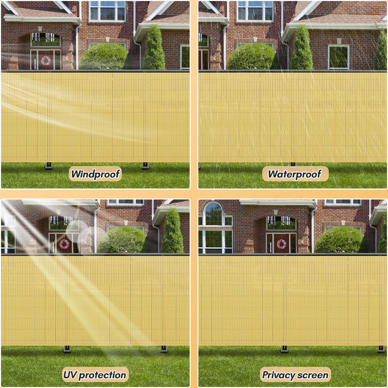 Recinzione in canne di PVC per giardino, balcone, frangivento, balcone o terrazza bifacciale, frangivista, bambù, 80 x 300 cm - 6