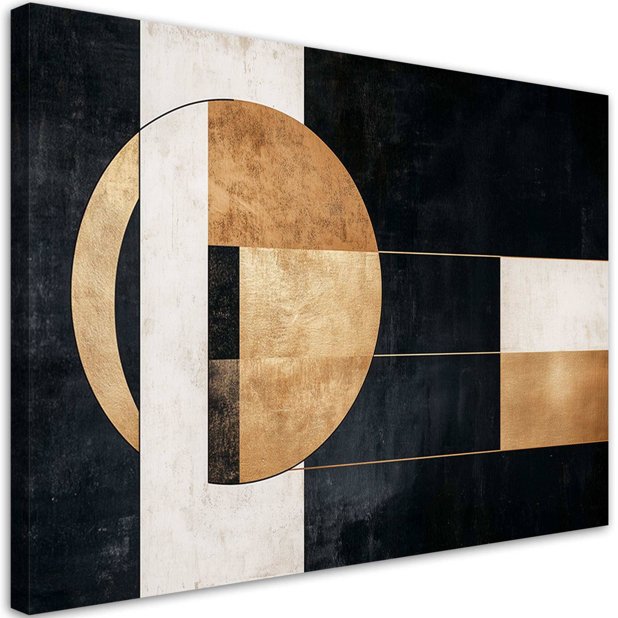 Obraz na płótnie, Abstrakcja Geometryczna Czarno Zlota 100x70