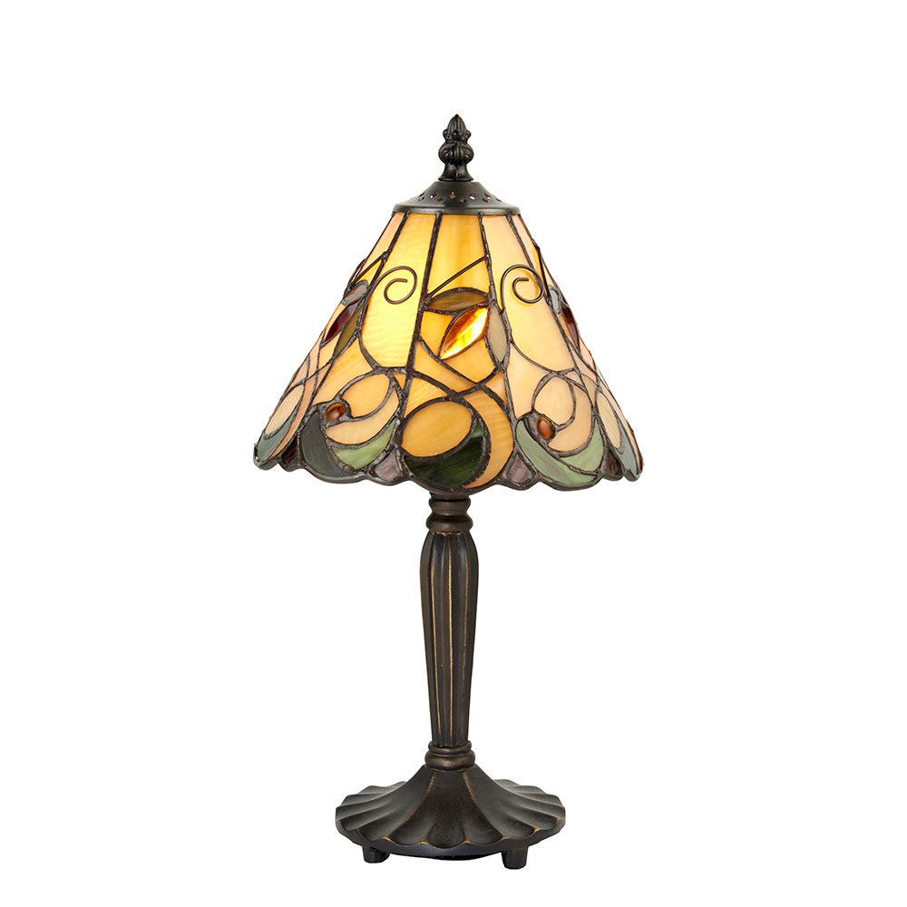 Lampa stołowa kwiaty JAMELIA multikolor czarna 1xE14x15W szkło wym:36,5x20x20cm IP20 Tiffany