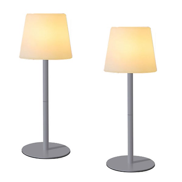 2 lámpara de mesa led inalámbrica, lámpara de escritorio rgb con pilas y control remoto, gris-3w-5v