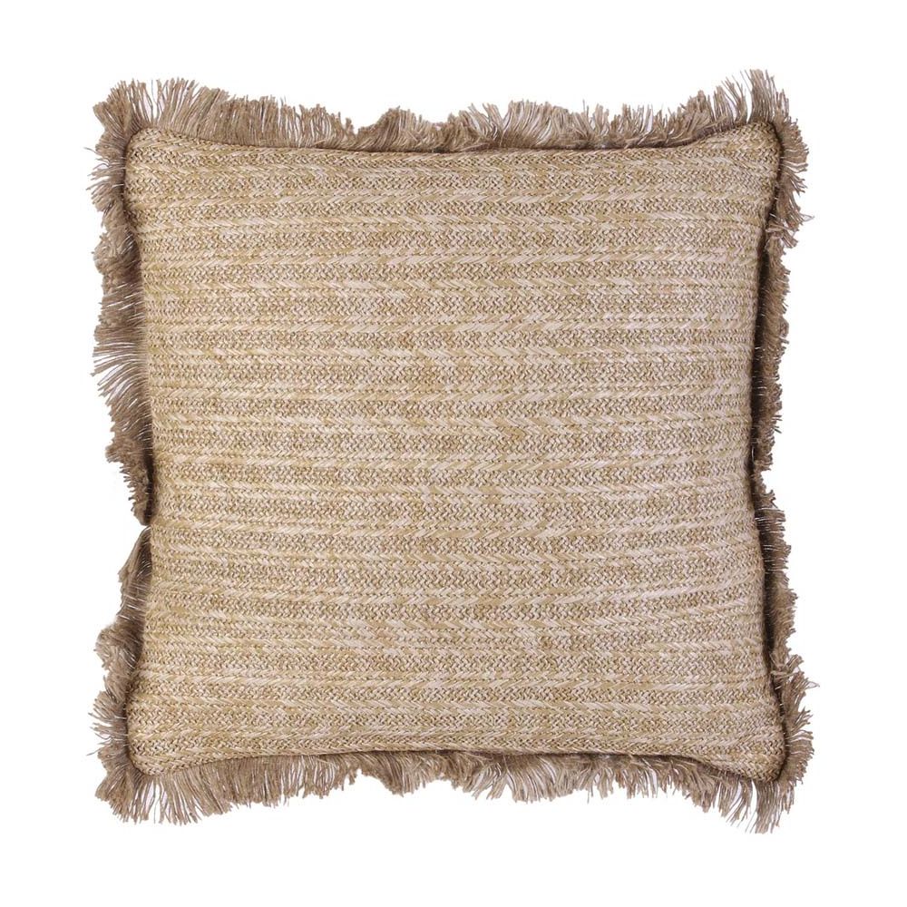 Coussin - Home Deco Factory - Effet Raphia - Beige Et Or - 6