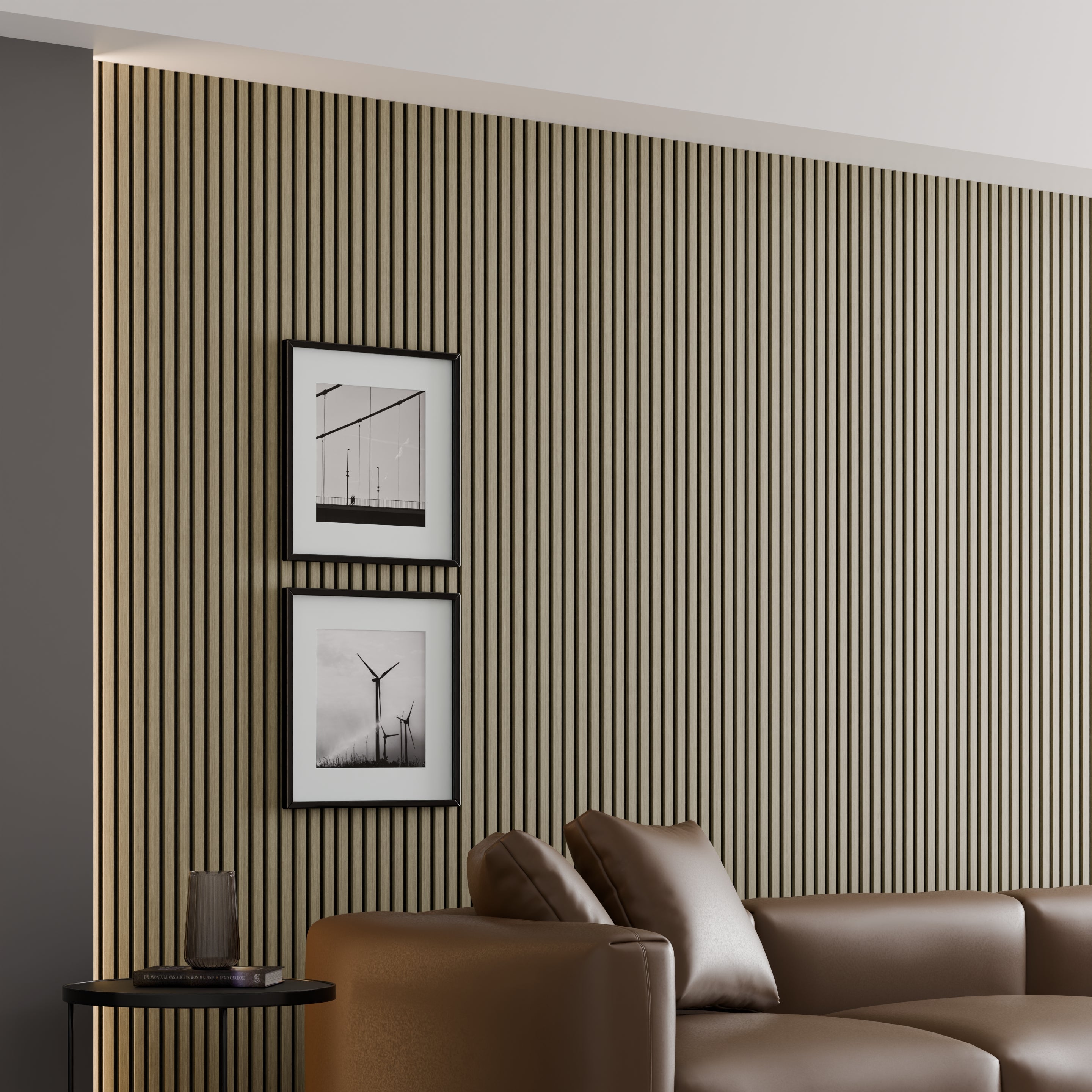 Panneau Acoustique 11mm - Noyer - Feutrine Noire - 240x60cm - Lot de 4 - 4