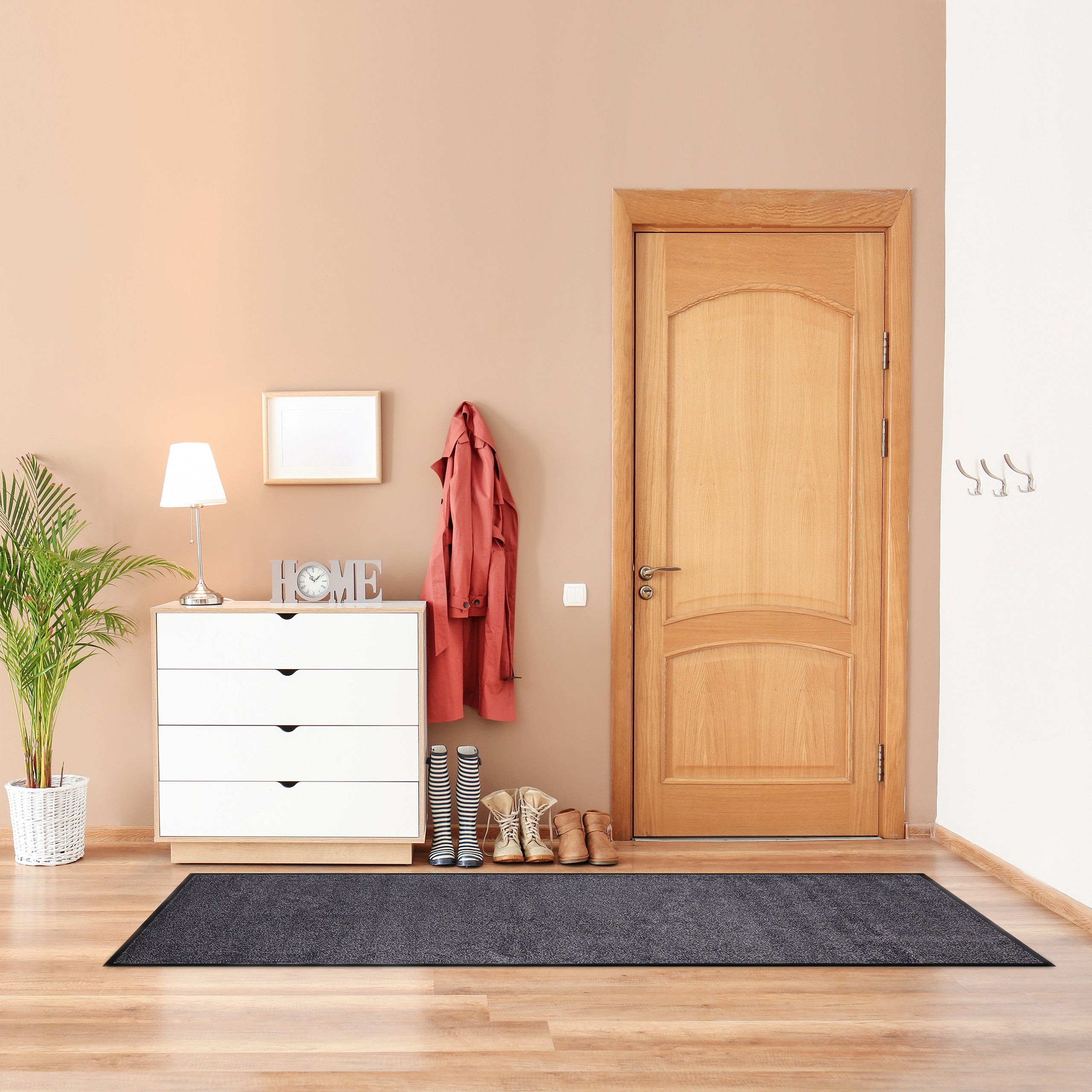 Relaxdays Paillasson gris chiné tapis d’entrée couloir intérieur extra plat mince 120 x 180 cm, noir-gris - 5