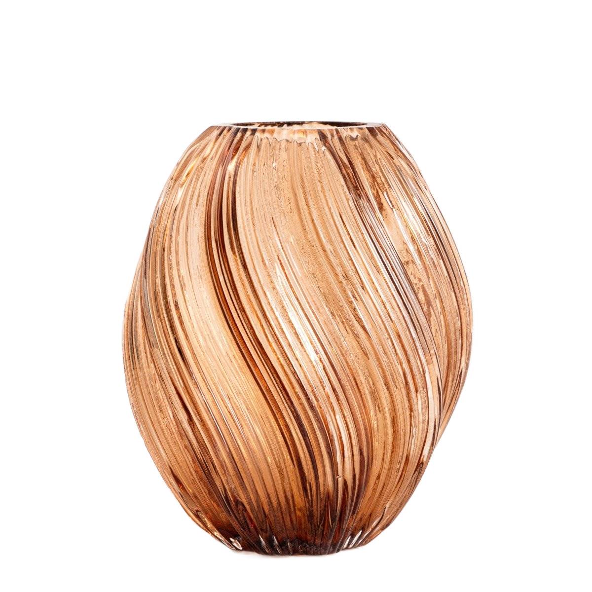 Wazon SWIRL szklany zakręcony beżowy 17x21 cm HOMLA