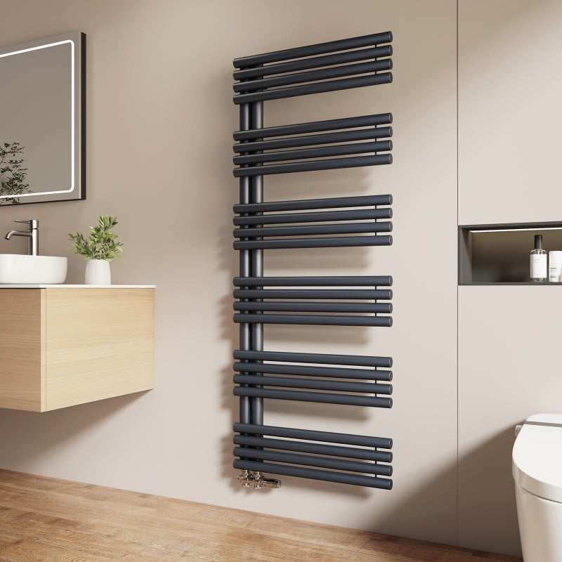 EMKE Grzejnik Łazienkowy 933W, 153,5x60 cm, 6 bar, do 6 m² – Antracytowy