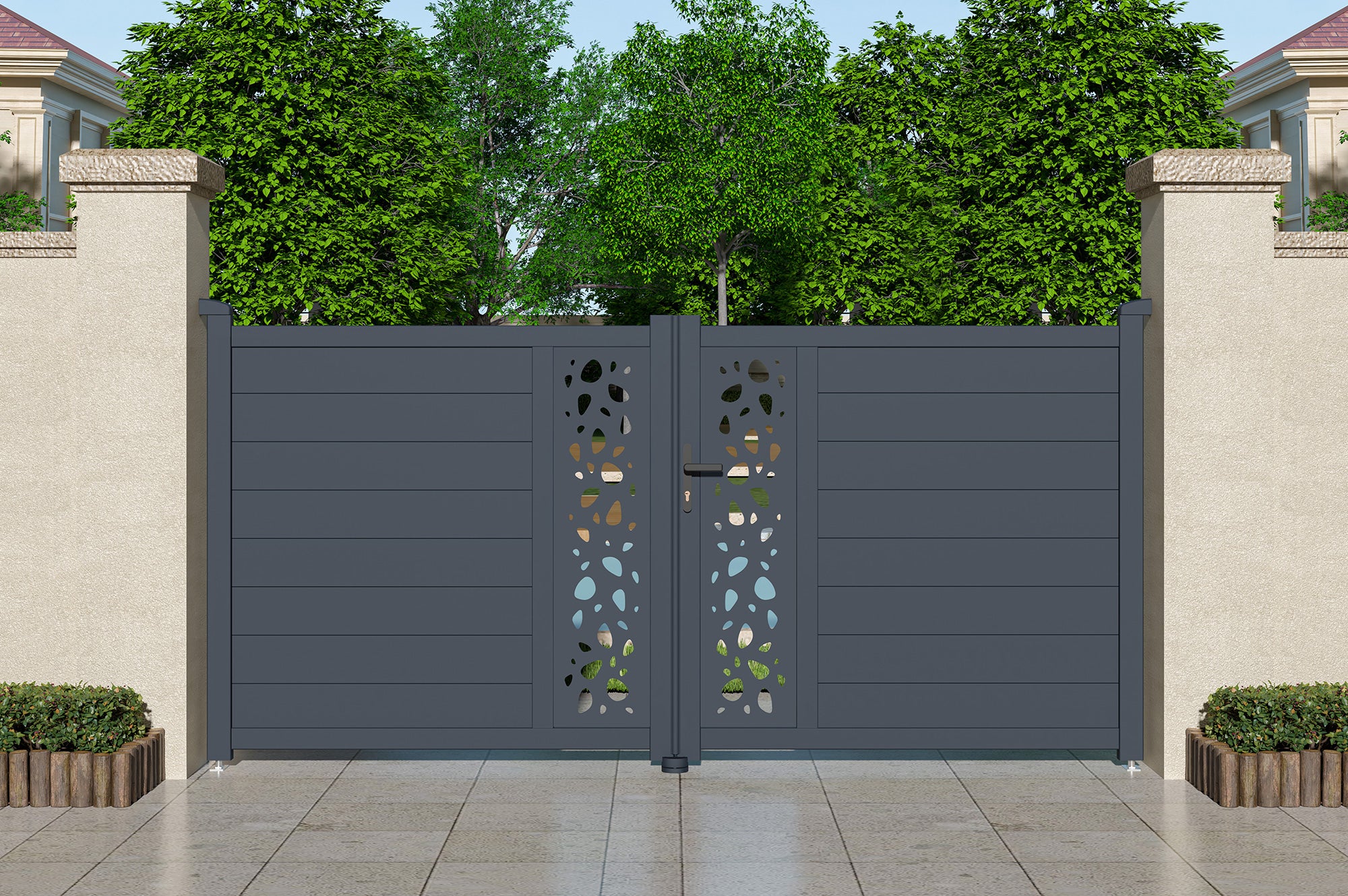 Portail battant 3m SUNNY H.140cm aluminium gris - 9