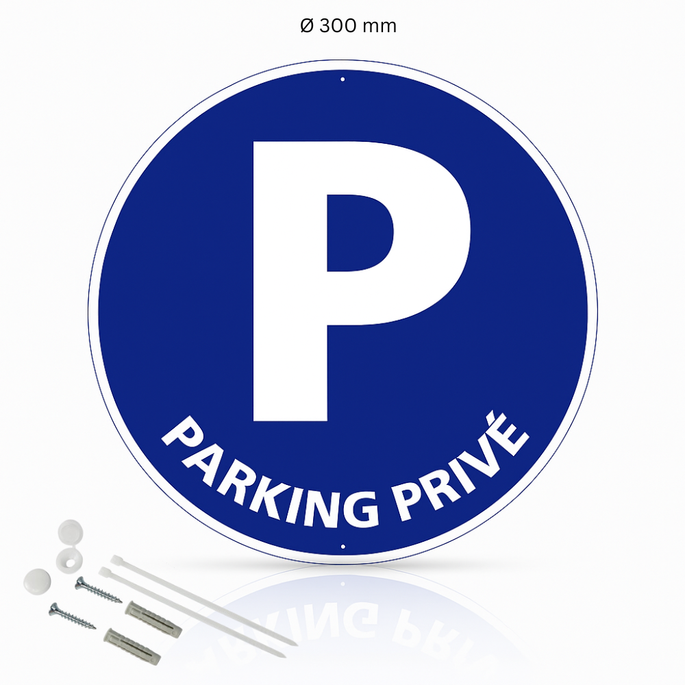 Parking privé panneau signalisation rond prépercé en PVC + kit de ...