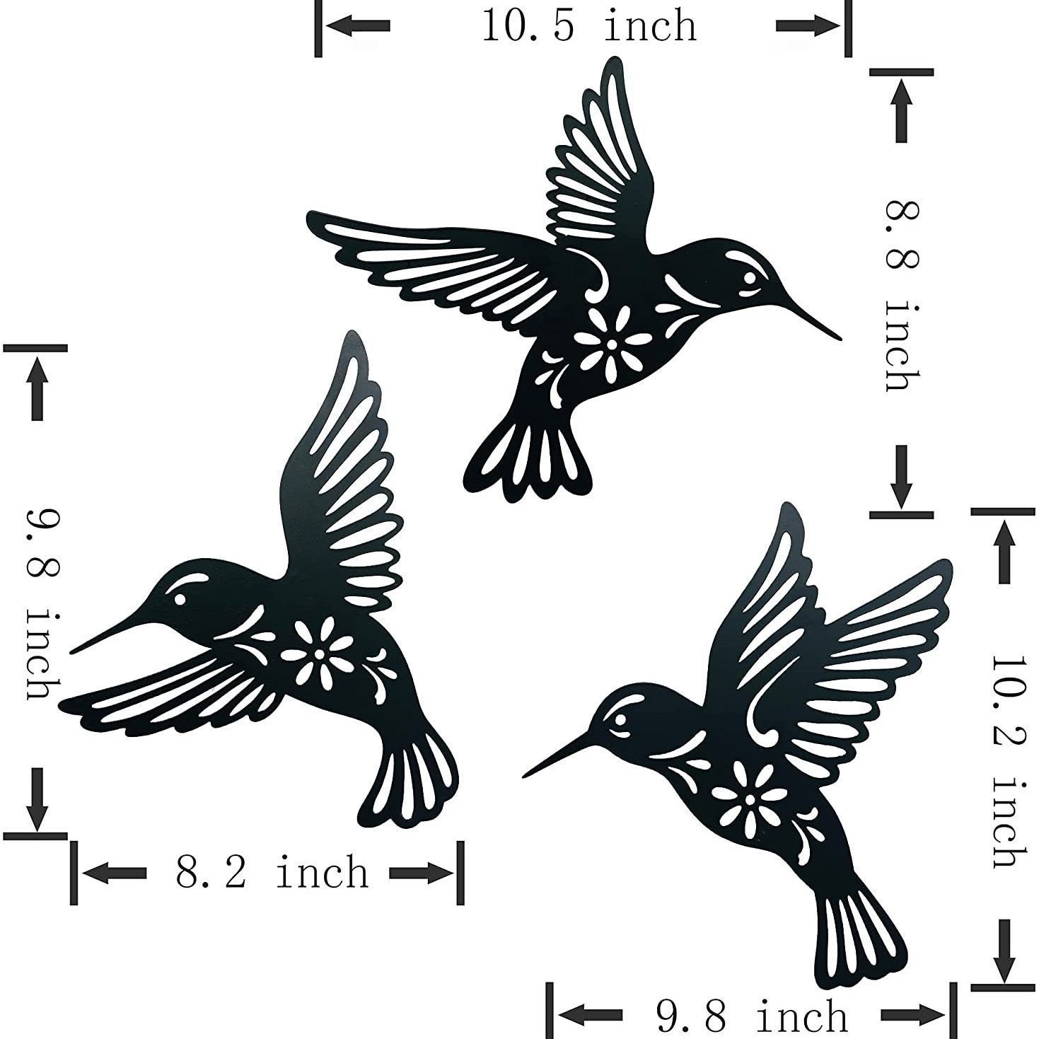 Décorations Murales Métal Lot 3 – Oiseaux Noirs – Pour Jardin, Salon, Extérieur – Style Élégant - 6