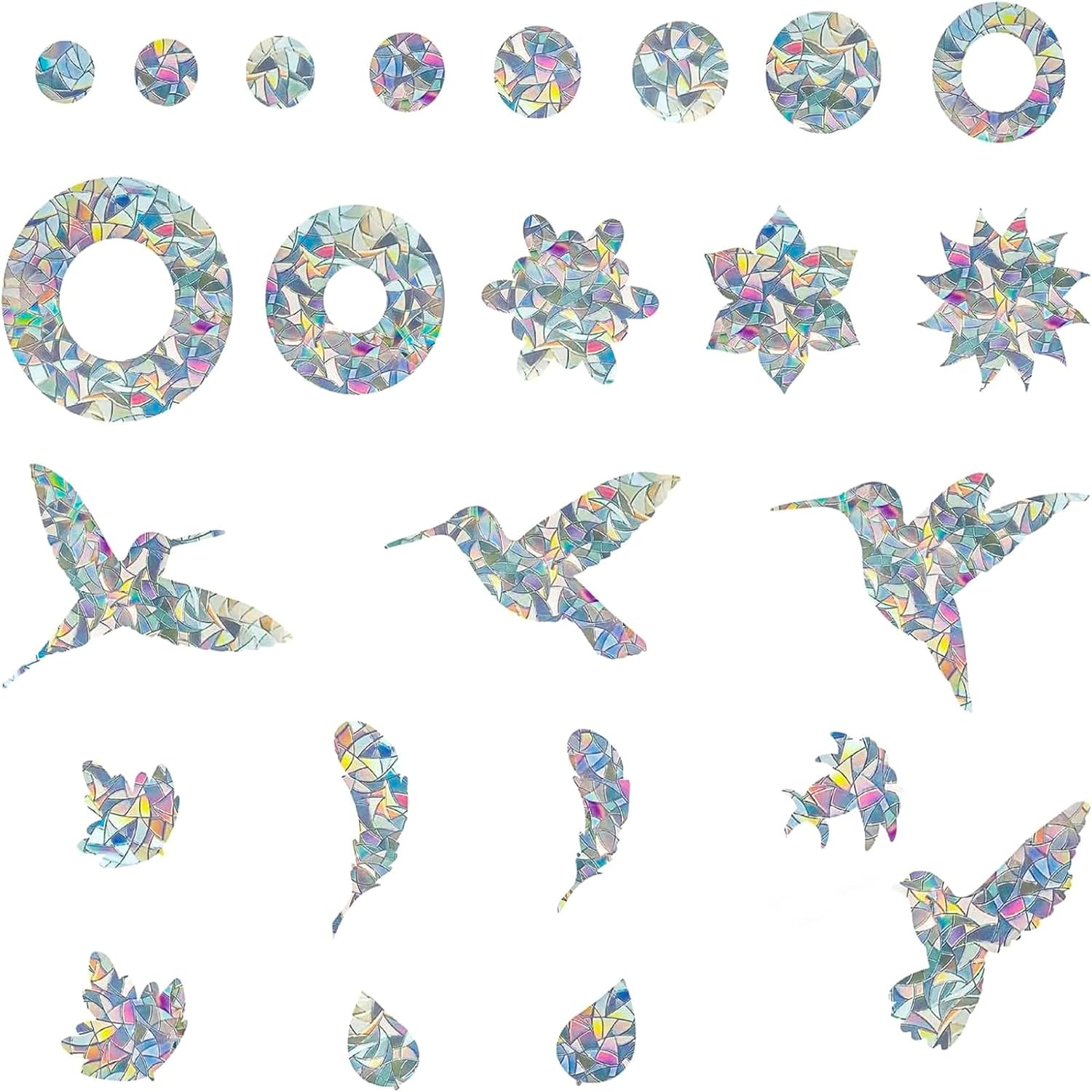 42 Pièces Autocollants Arc-en-Ciel Prismatiques Anti-Collision Oiseaux - Suncatcher Sticker Fenêtre Effet Arc-en-Ciel