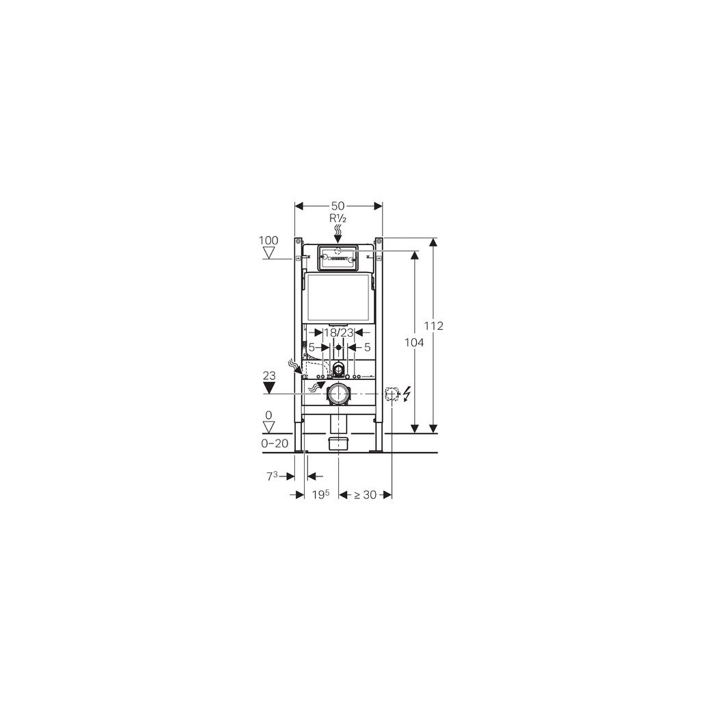 Pack Bastidor GEBERIT Duofix com Autoclismo Delta, Placa Delta 50 Preta Mate e Sanita Suspensa Round Smart 52 cm Tornado 3.0 - 5