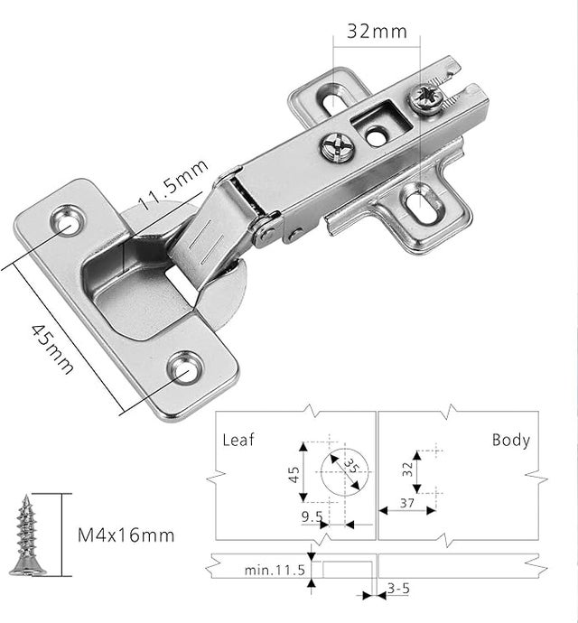 2 pièces Recouvrante Charniere Porte Cuisine, angle d'ouverture 110 ° de Charniere Porte Placard charnière pour porte meuble de cuisine charnière