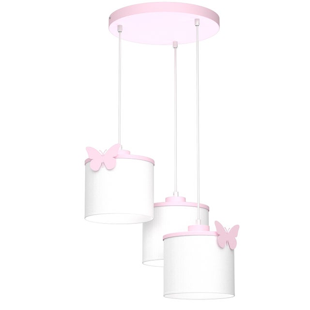Lampa wisząca Sweet biało-różowa 3xE27x15W dziecięca w motylki wym: 115 x 45 x 45 cm tkanina Luminex