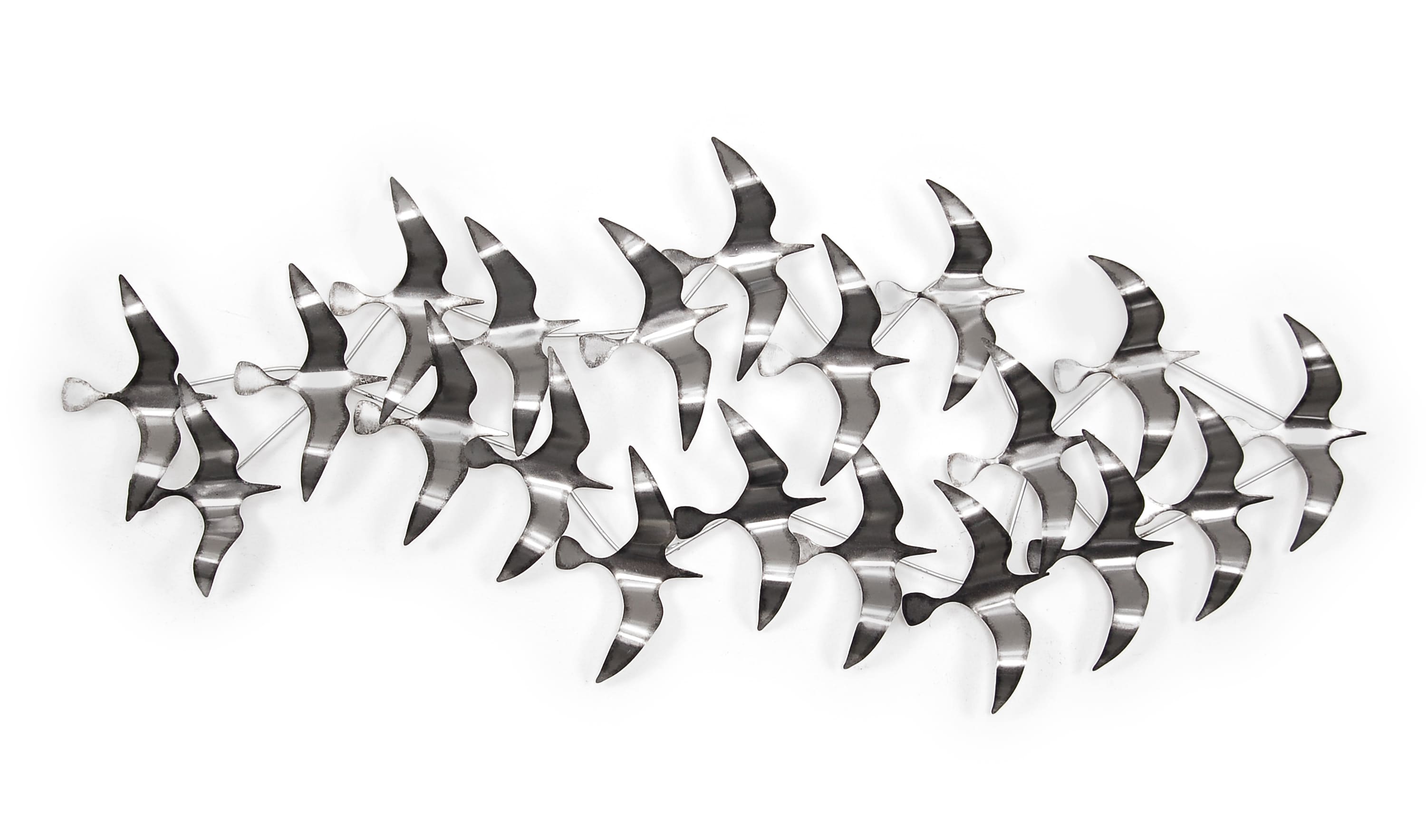 Décoration Murale Mouette En Laiton Nickelé - Largeur 20 Cm, Design Marin épuré - 3