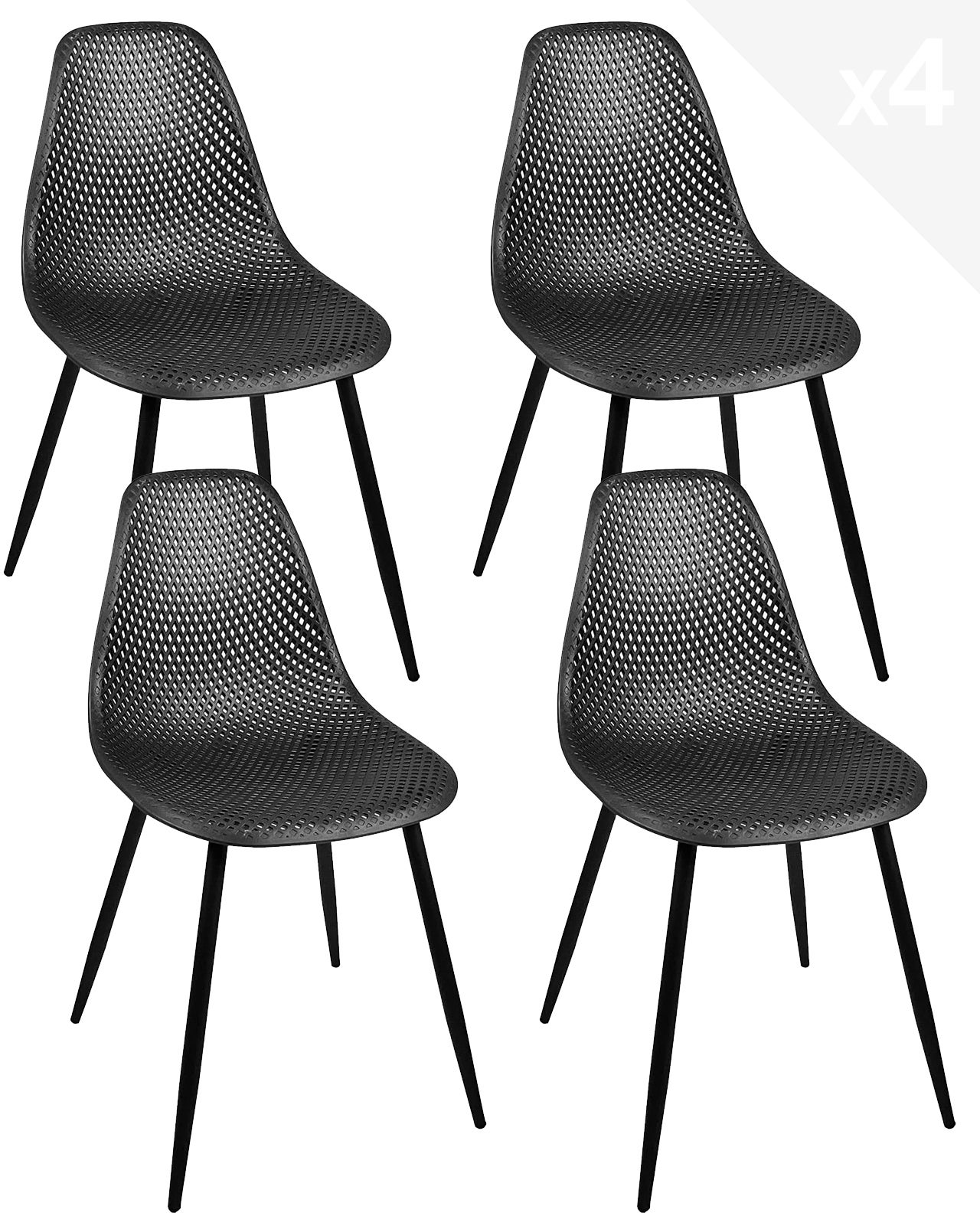 Lot 4 Chaises De Cuisine Si ge Plastique Souple Nid D abeille Pieds lot-4-chaises-de-cuisine-si-ge-plastique-souple-nid-d-abeille-pieds