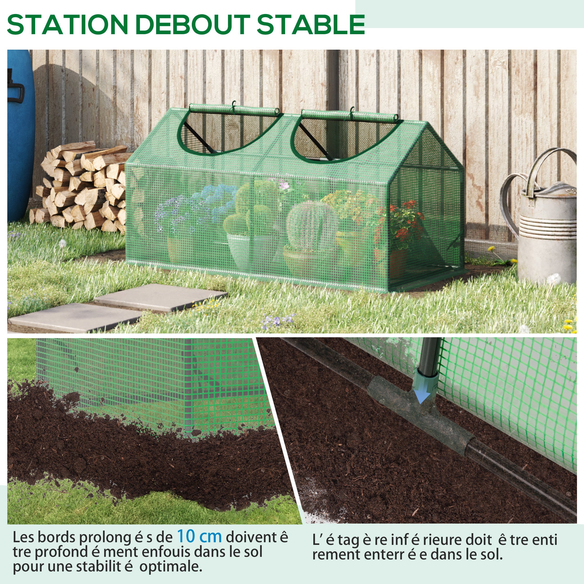 Serre de jardin plastique Outsunny 120x60x60 cm - 7