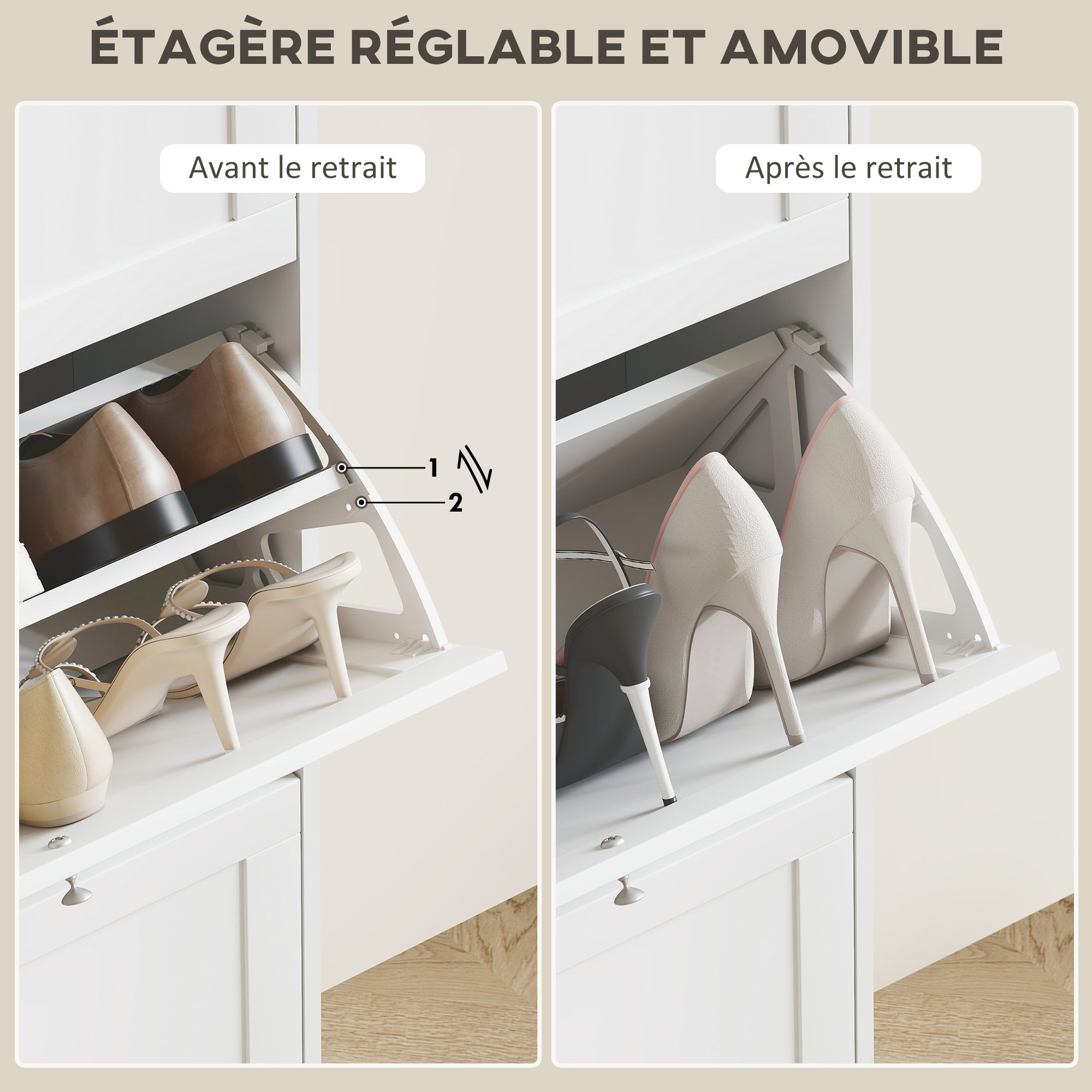 Meuble à chaussures Panneaux de particules HOMCOM - 5