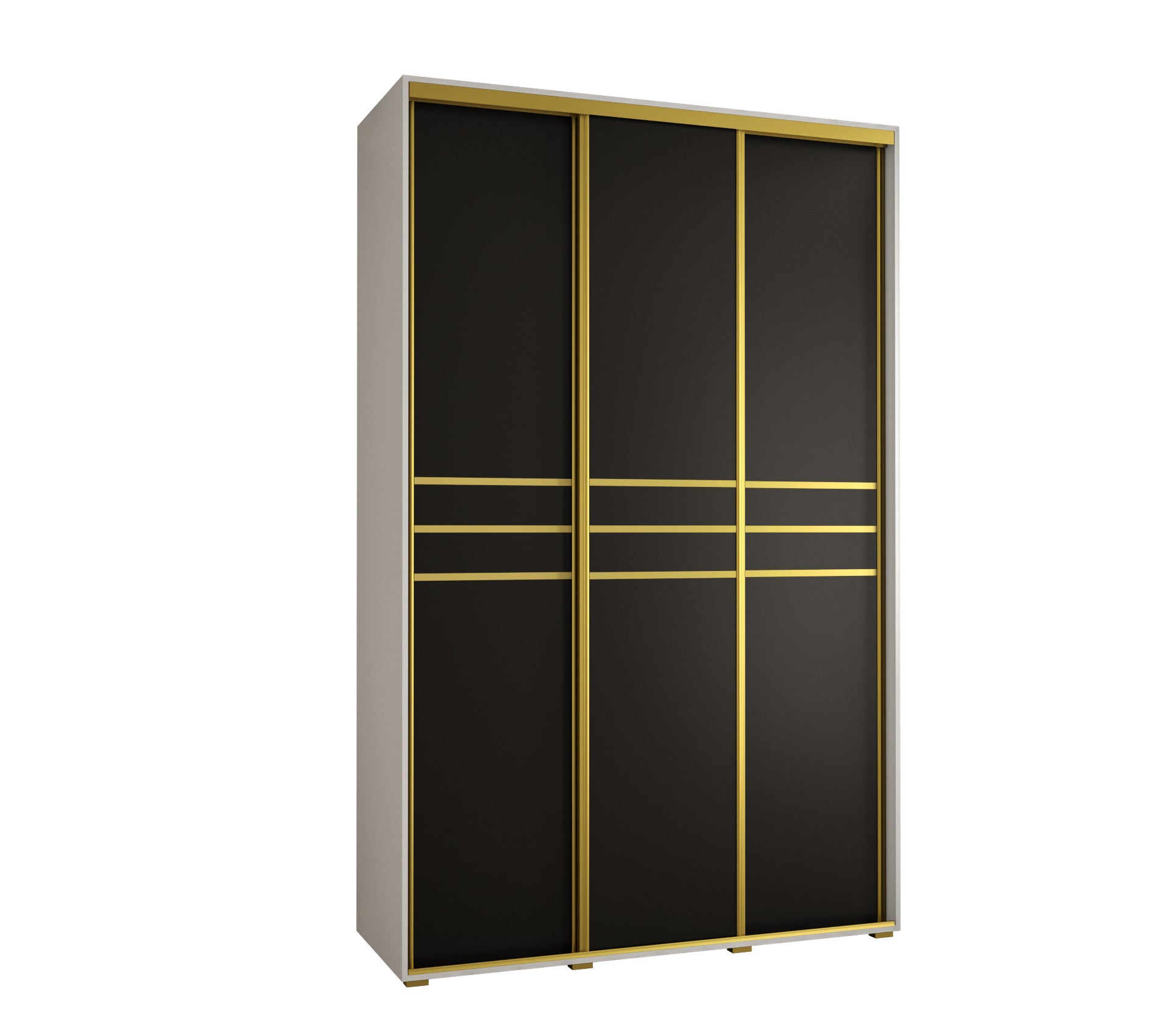 Szafa przesuwna wysoka Davos 10 150 x 60 x 235,2 cm biały + czarny + u. złoty - Abiks Meble