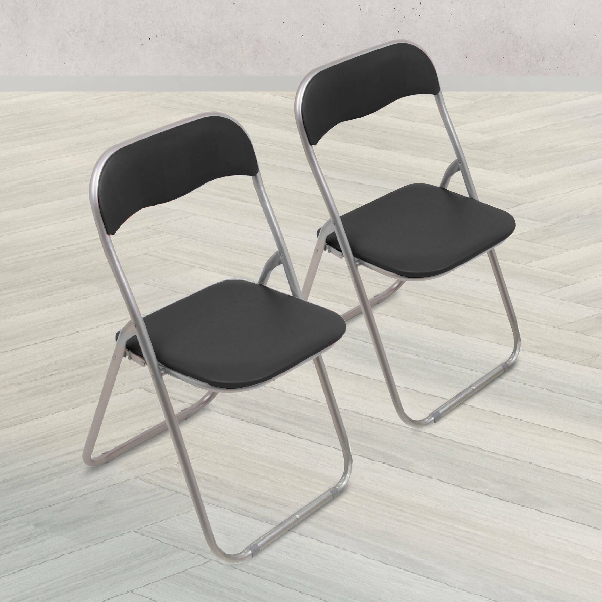 Set 2 Sedie Pieghevoli Felix CLP - Struttura Metallo, Seduta Imbottita In PVC, Blu/Argento