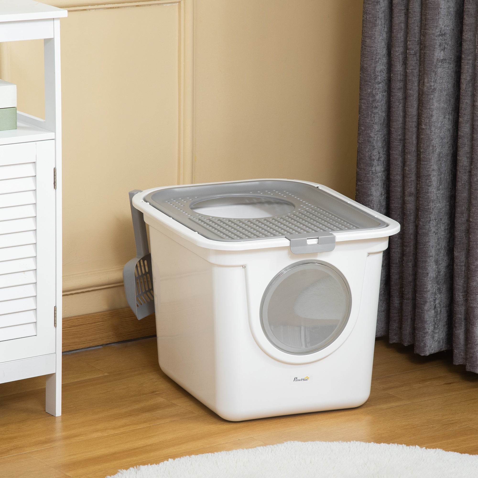 Pawhut Arenero Para Gatos Pe Y 44X55x39 Cm Blanco/Gris , Leroy Merlin