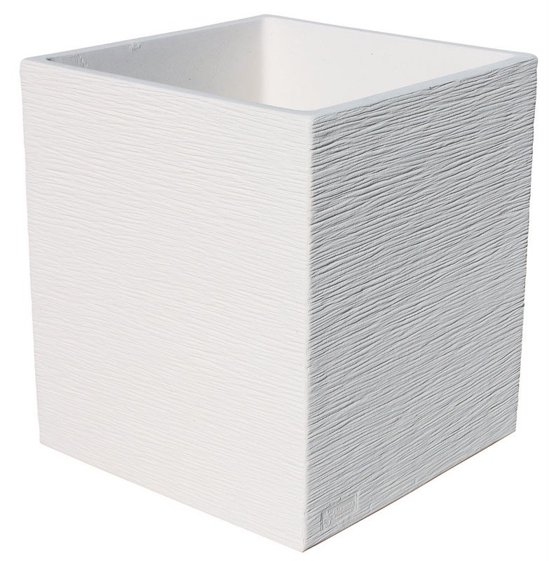 Jardinière Caspienne 49x49x55cm. Béton Pierre allégé Blanc - 4