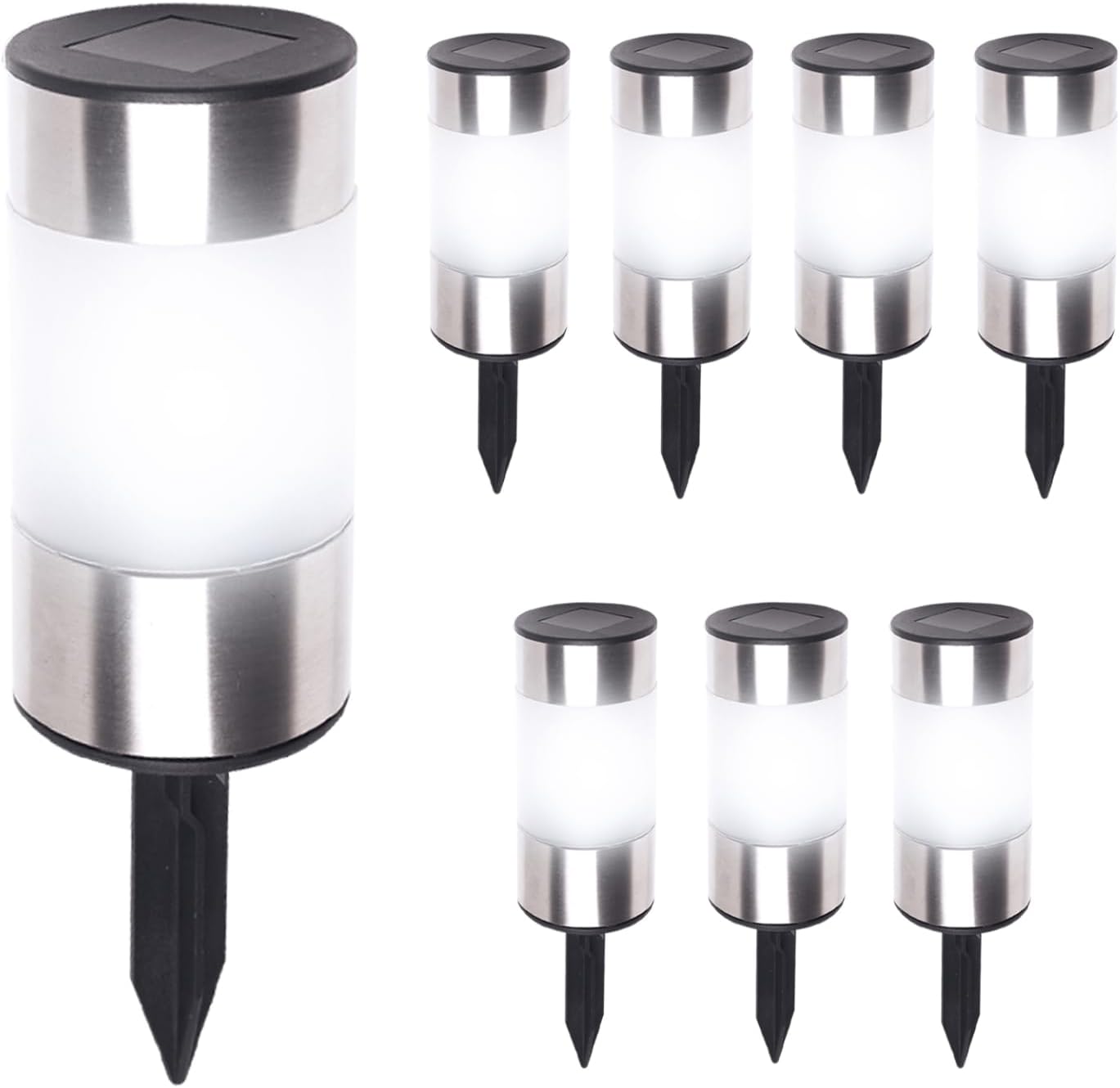 Zestaw 8 solarnych lamp ogrodowych Design INOX 2 w 1