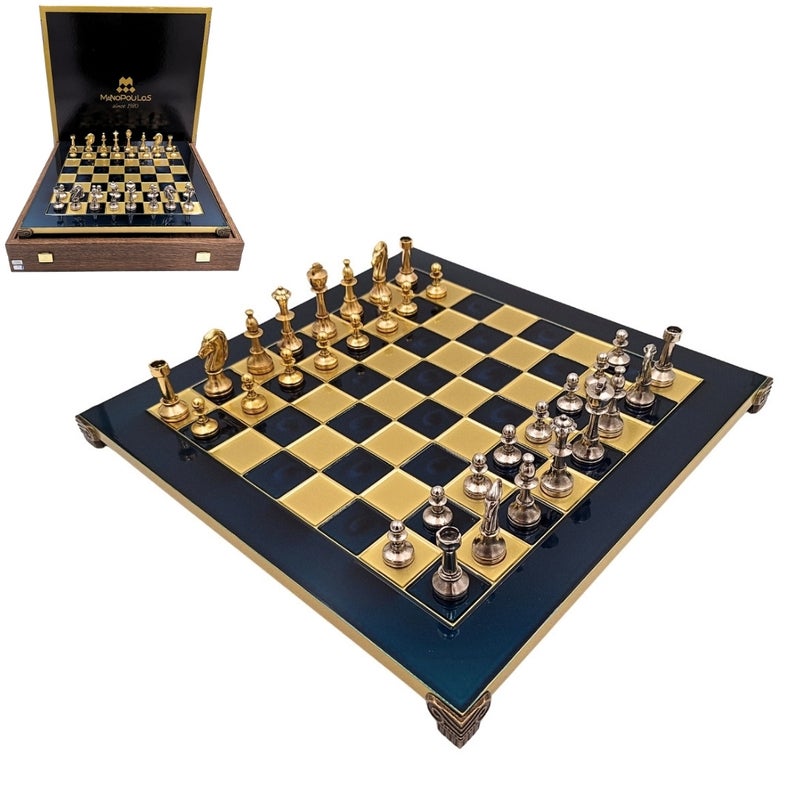 Ekskluzywne, duże klasyczne szachy metalowe Staunton - S34