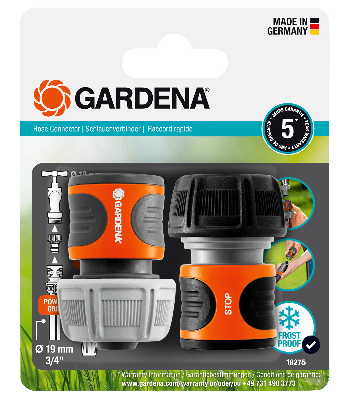 Złączka do węża Gardena 19 mm Ergonomiczny szczelny łącznik