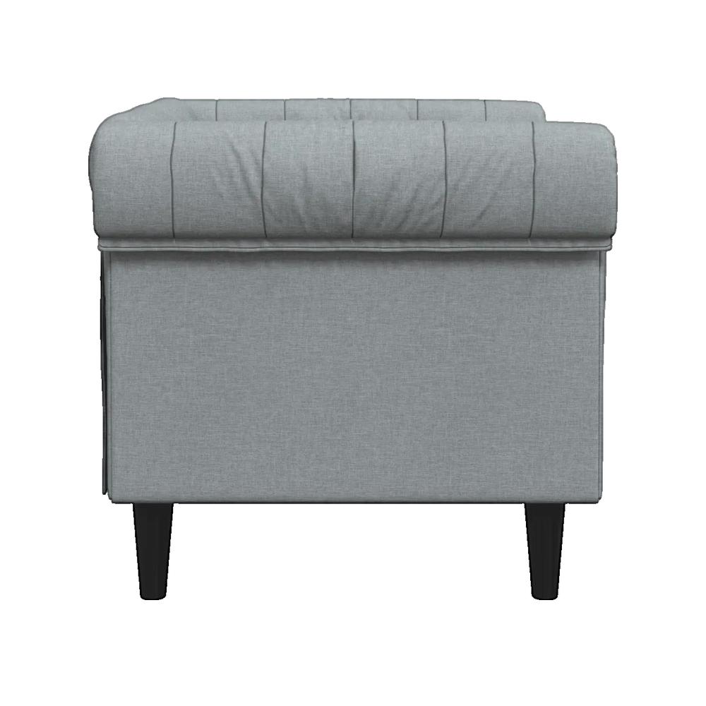 vidaXL Fauteuil Chesterfield gris clair tissu - 2