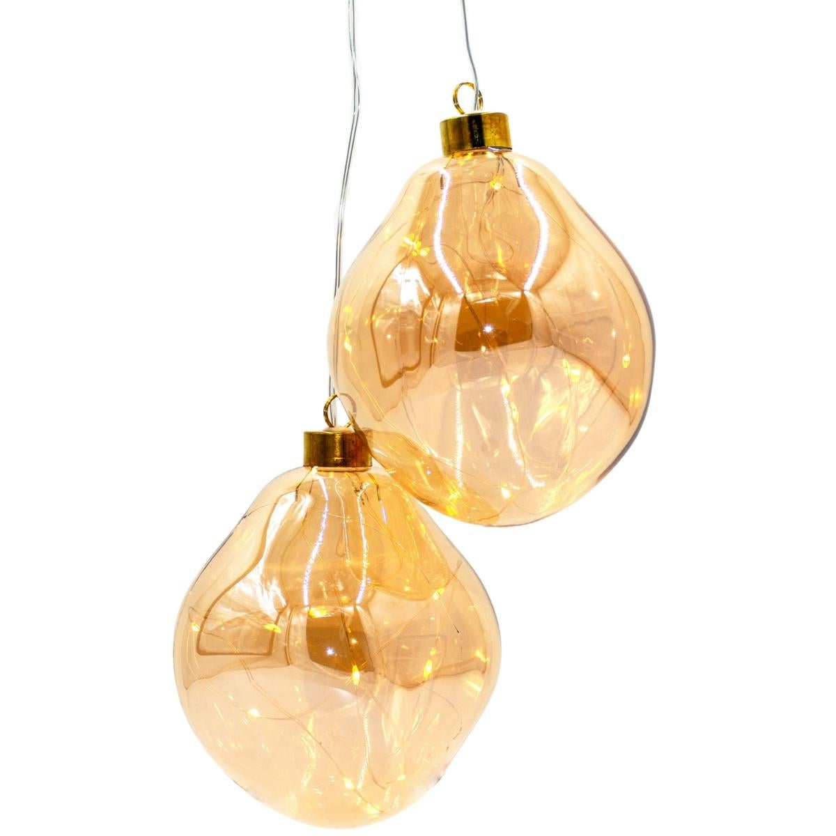 Bombka Formówka Szklana Kropla 2 sztuki Led 12cm Gold