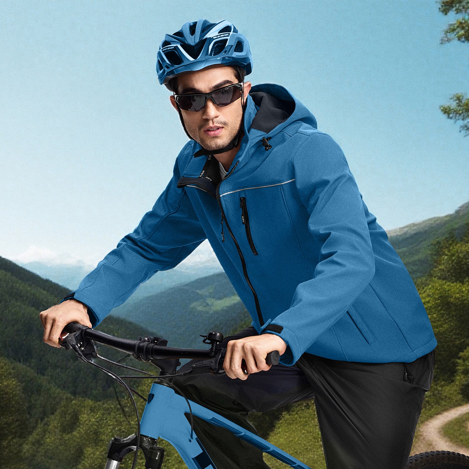 Veste de Travail Homme Blouson & Softshell de Travail - Imperméable, Anti-Vent, Fourré Chaud, Poches Multiples, Capuche Amovible - Bleu M - 5