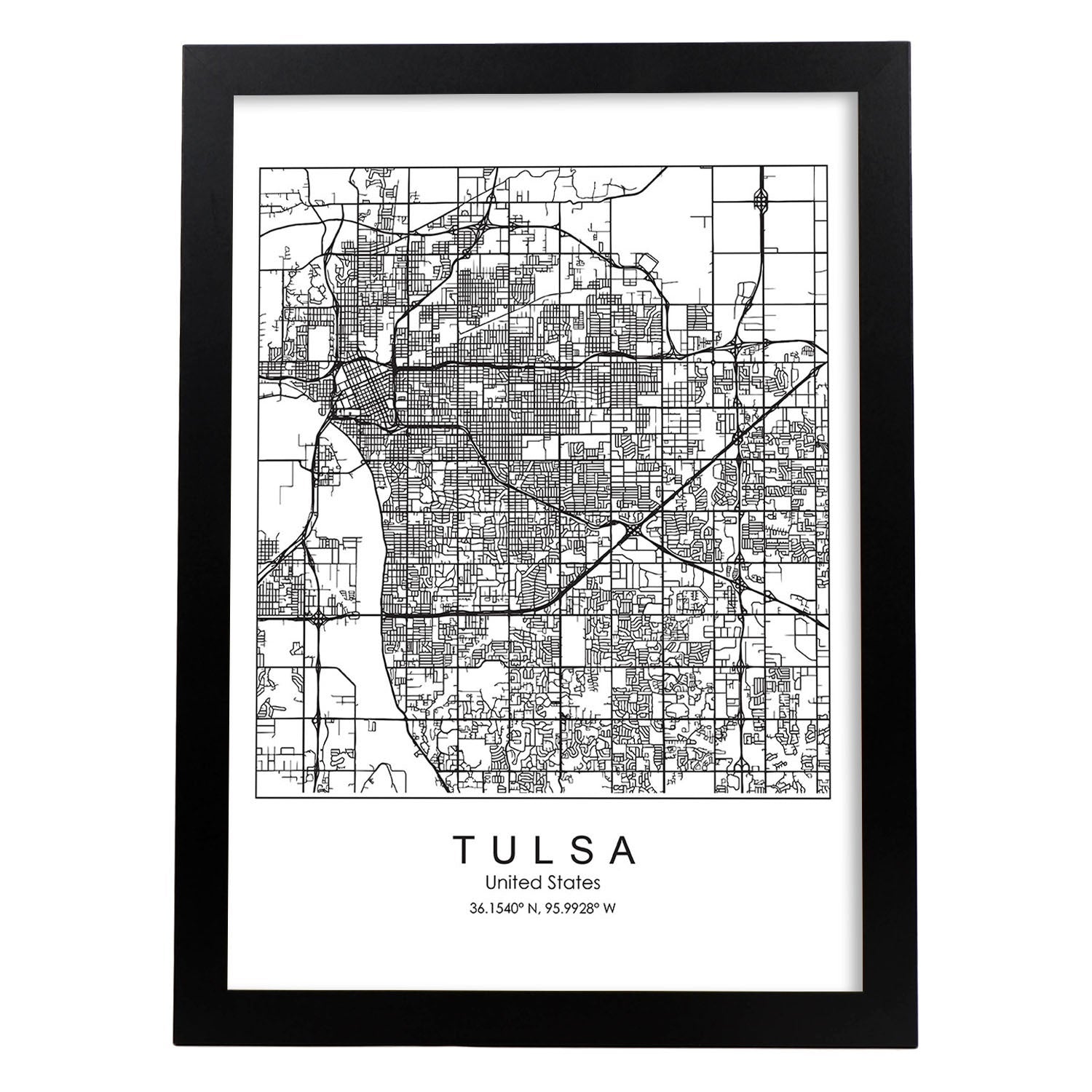 Carte Vintage De Tulsa Oklahoma 1928 - Reproduction Art Sur Toile - Prêt à Accrocher