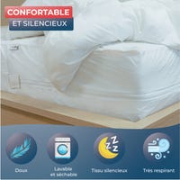 Housse de matelas anti-punaise de lit - Blanc - 90x200 cm - Polyester | Leroy Merlin Housse de matelas anti-punaise de lit - Blanc - 90x200 cm - Polyester | Leroy Merlin