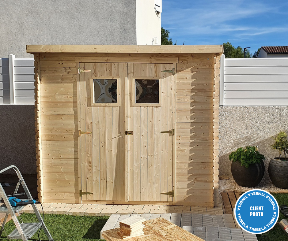 Abri de jardin en bois - Stockage extérieur l239xL142xH200cm/2.63 m2 - Petit abri à outils, Local à vélos - Toit imperméable, fenêtres - TIMBELA M310 - 6