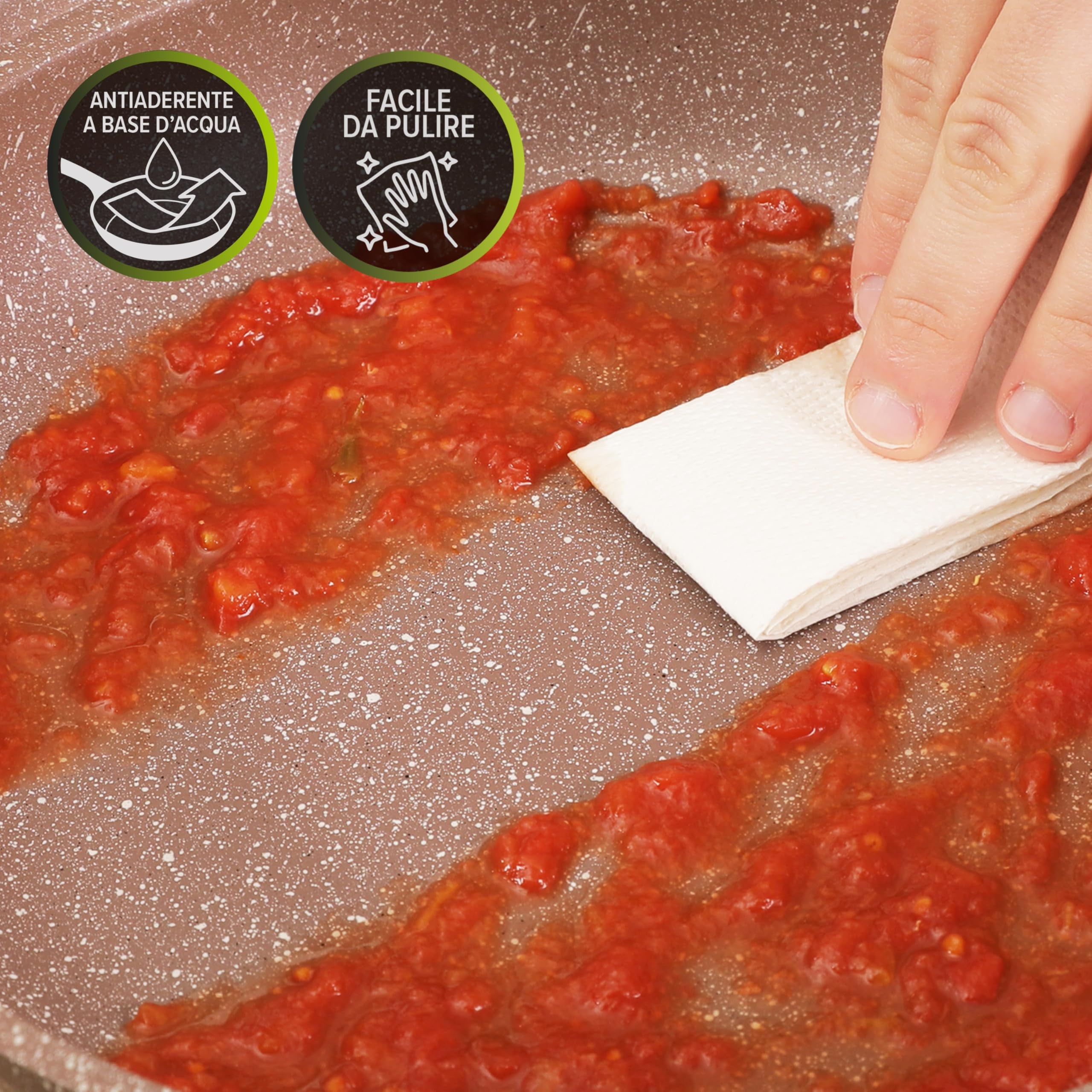 KASANOVA Casseruola antiaderente 0 Grassi, tegame per induzione, con coperchio, rivestimento antiaderente, tegame acciaio inox in forno fino a 250 °C - 2