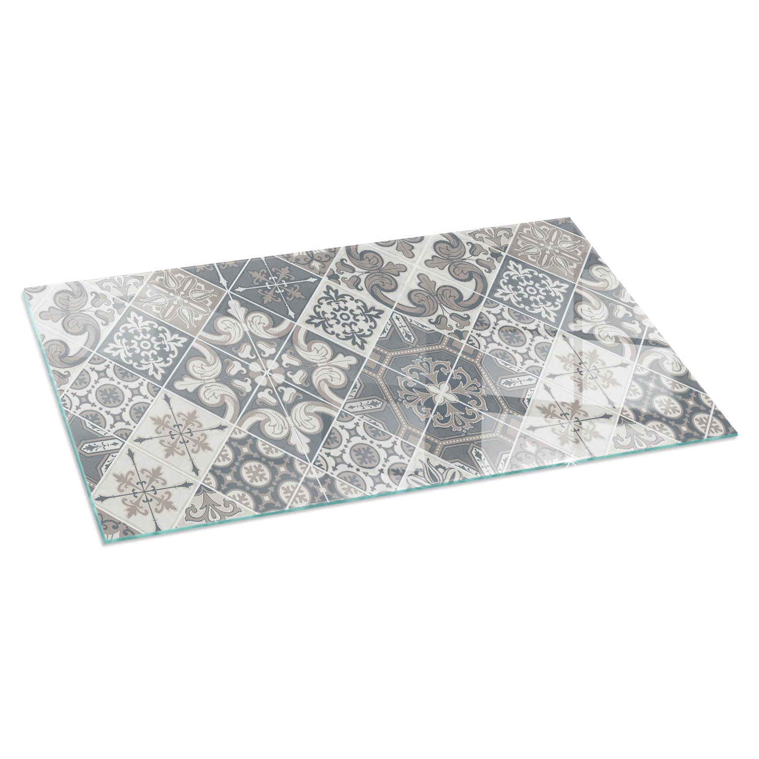 Prostokątna płyta szklana ochronna pod piecyk, kominek - 100x50 cm - Wzór mozaiki dekoracyjnej - TULUP