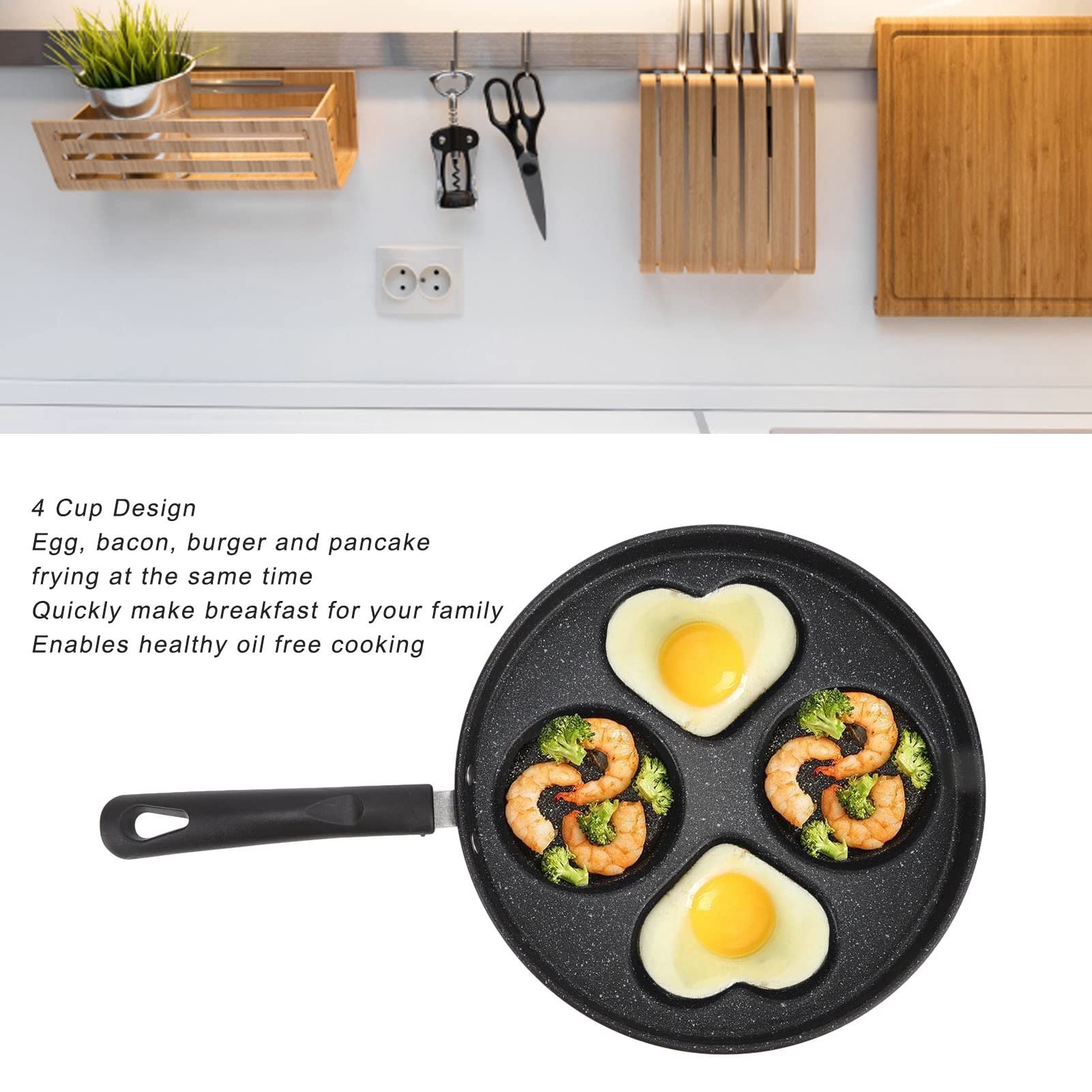 4 Pezzi Stampo Girare per Uova Fritte, Forma in silicone per uova in padella, Anelli per Uova Antiaderenti Riutilizzato,Stampo per Frittata Creativo per pancakes con manico protezione calore(4 stili