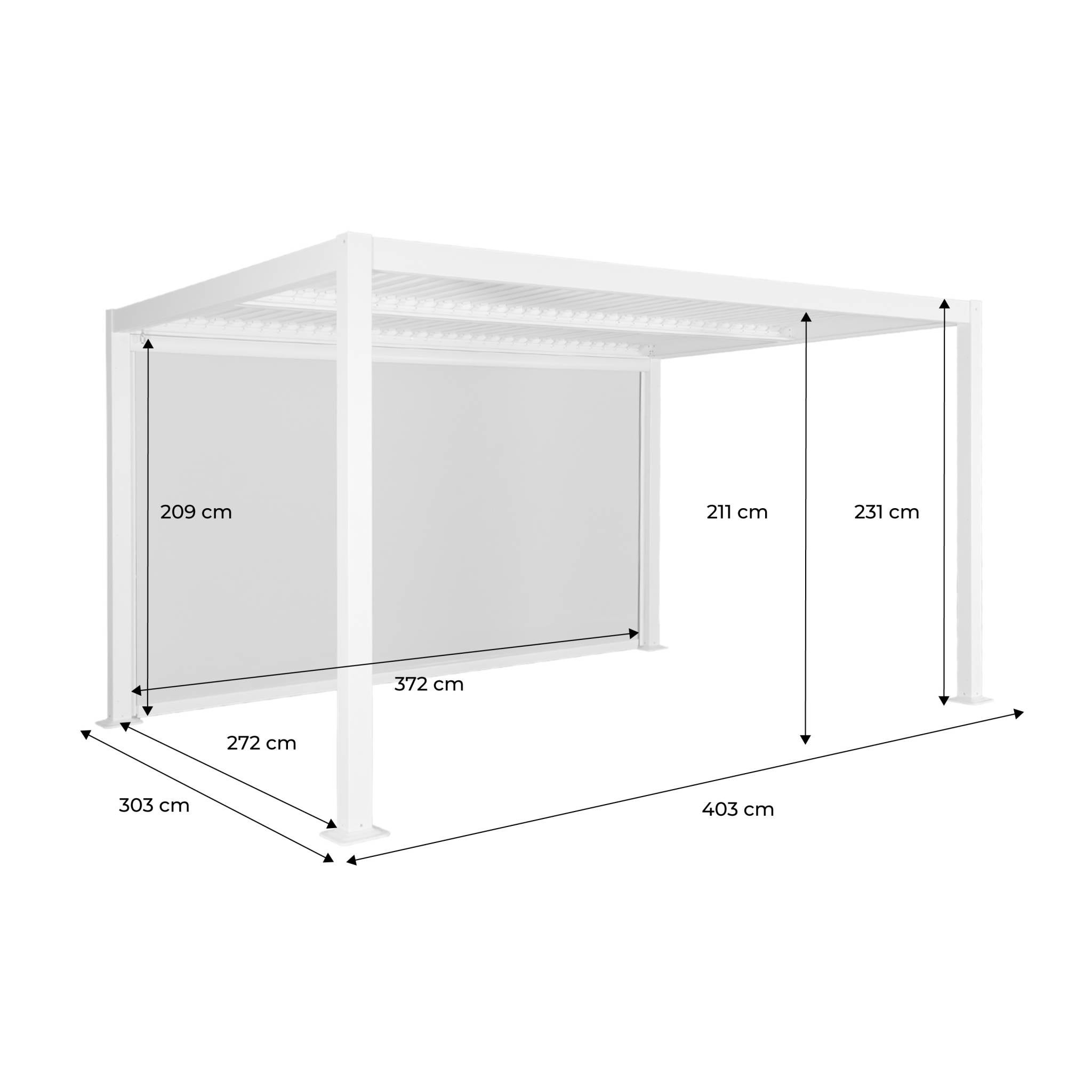 Pérgola bioclimática 3x4m de alumínio e aço + toldo 4m, Palace 3x4m + acessório, Antracite, 392x292x224 cm - 4