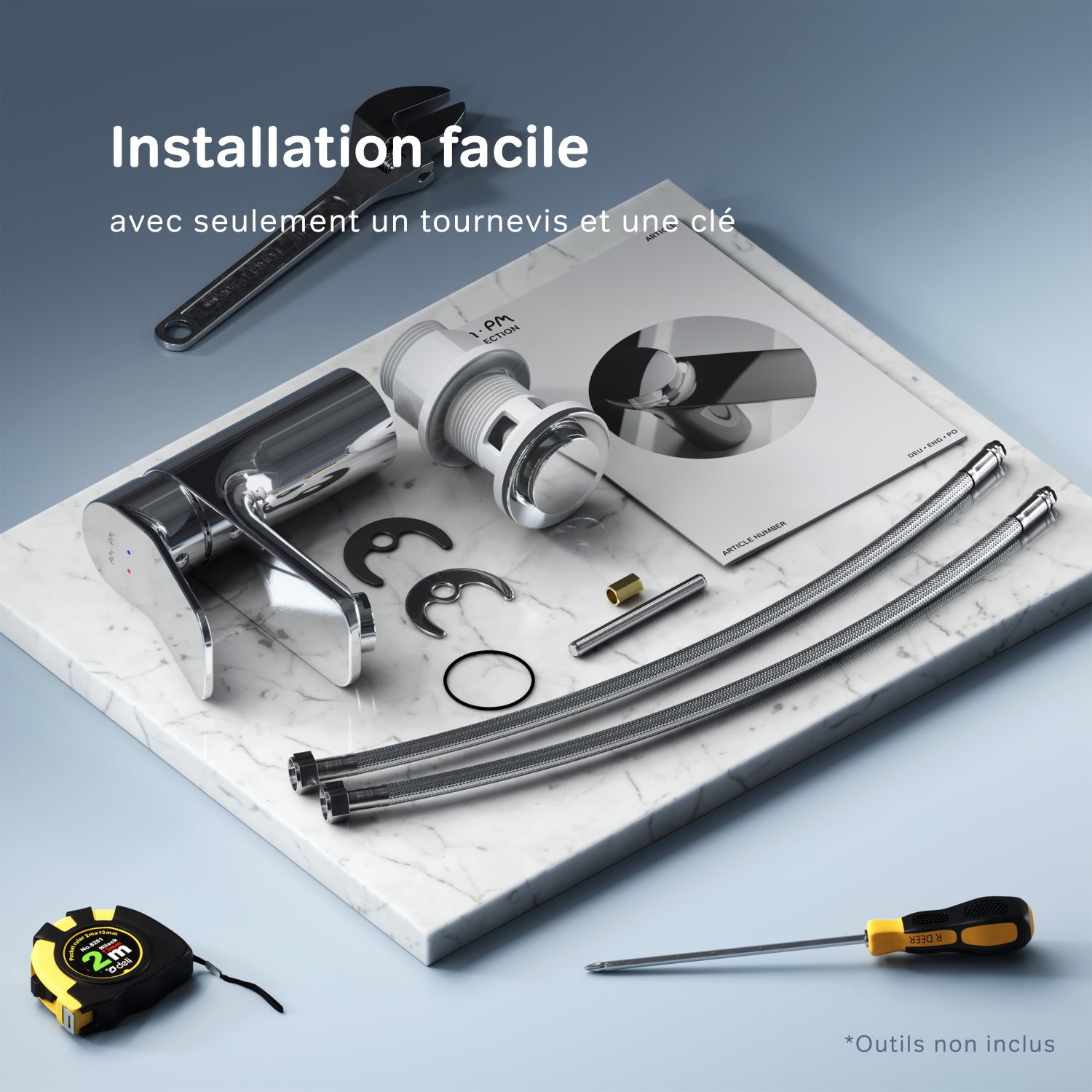 Mitigeur de lavabo Robinet Salle de Bain Robinet de lave-mains avec bonde clic clac, Chromé, taille S, FXA82100 AM.PM - 7