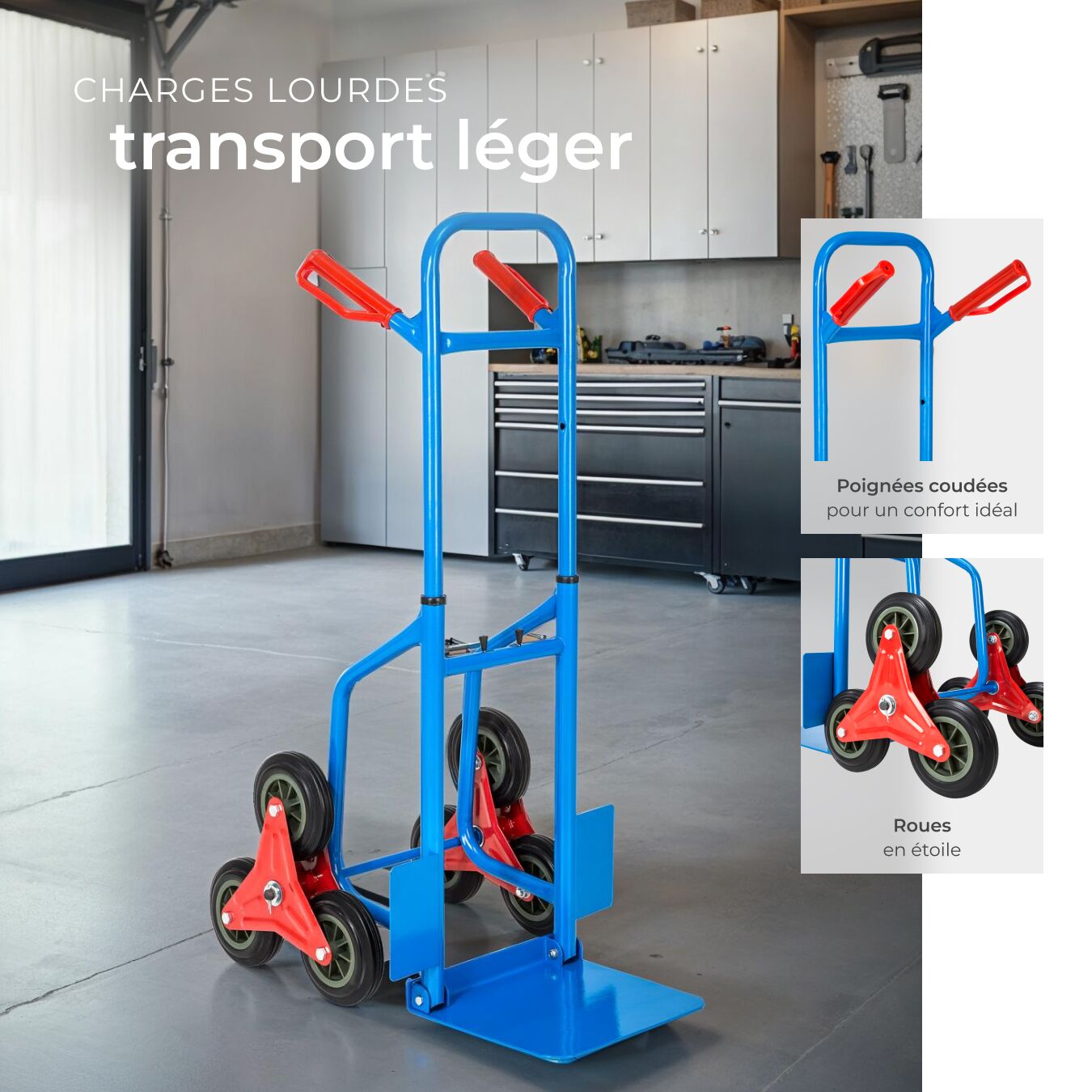 TECTAKE Carrinho de mão para escadas Com estrutura de aço - 4
