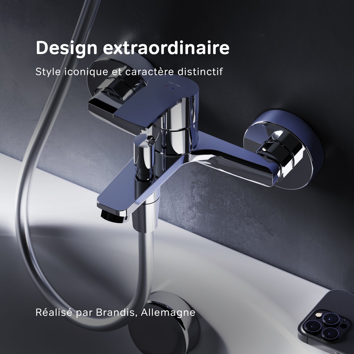 Mitigeur de baignoire mécanique Robinet salle de bain, mitigeur de bain, Chromé,Hit F8Y10000 AM.PM - 2