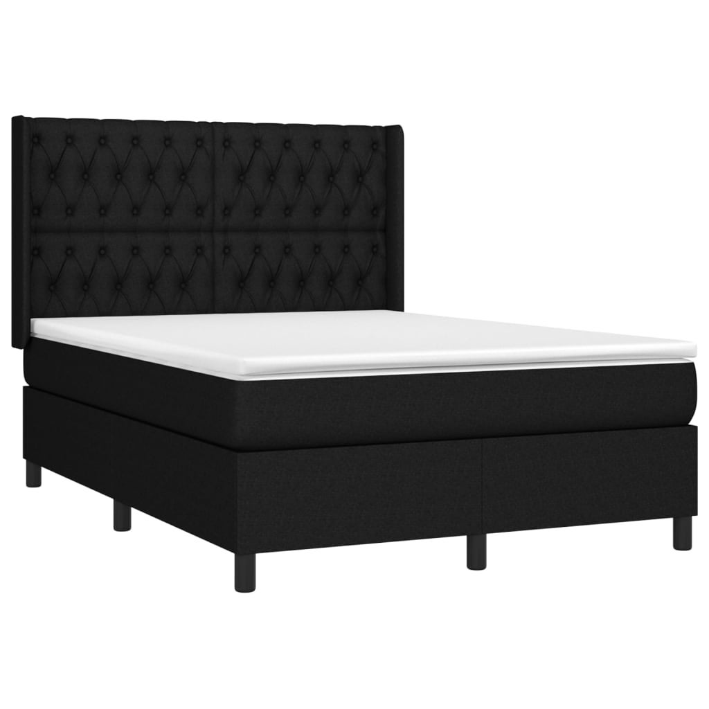 Maison Exclusive - Sommier à lattes de lit avec matelas Noir 140x200 cm Tissu - 8
