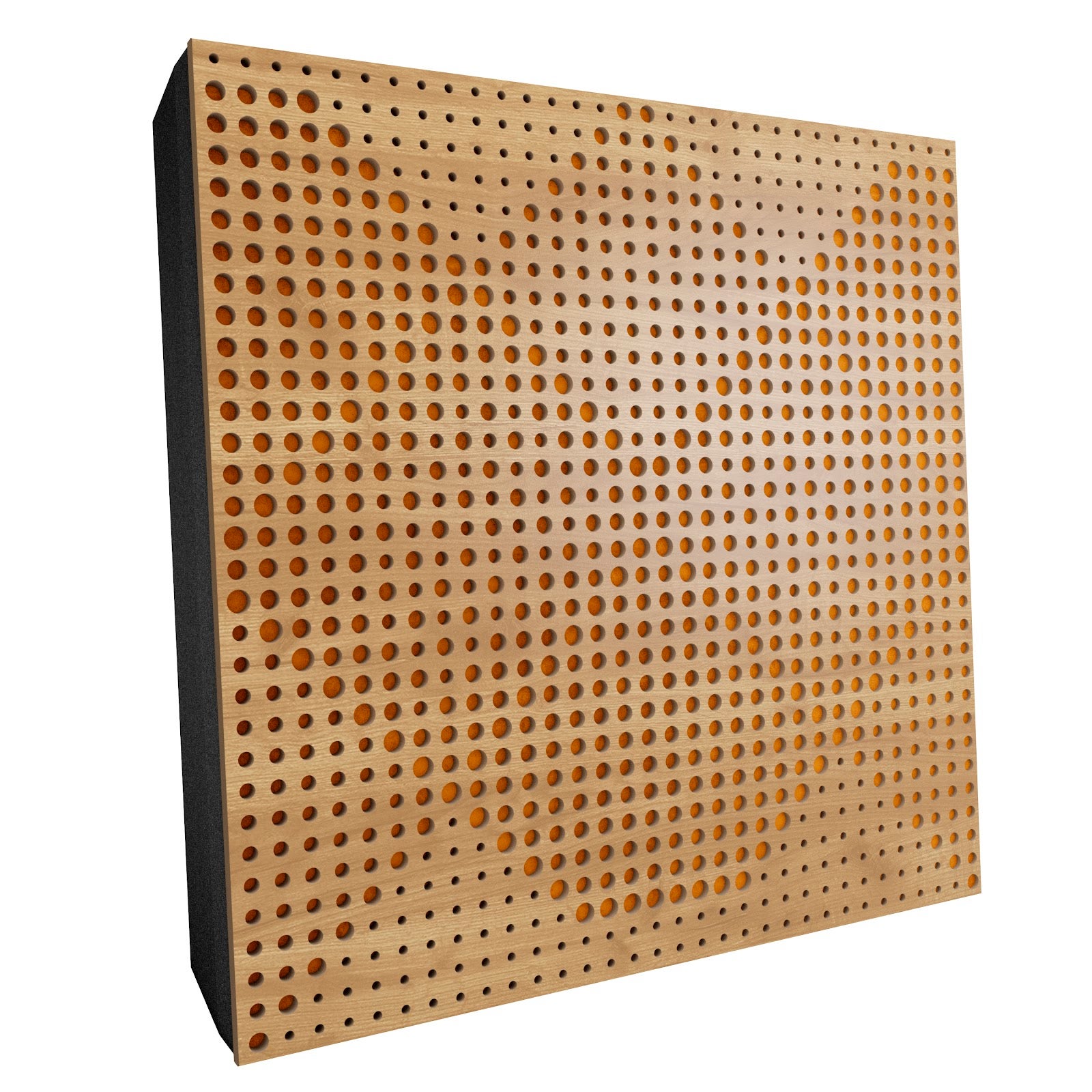 Lot de 2 Panneaux acoustiques WILDS-F décoratifs insonorisants 50x50x5 cm - MDF perforé laminé, tissu et mousse acoustique -Chêne+Jaune - 2