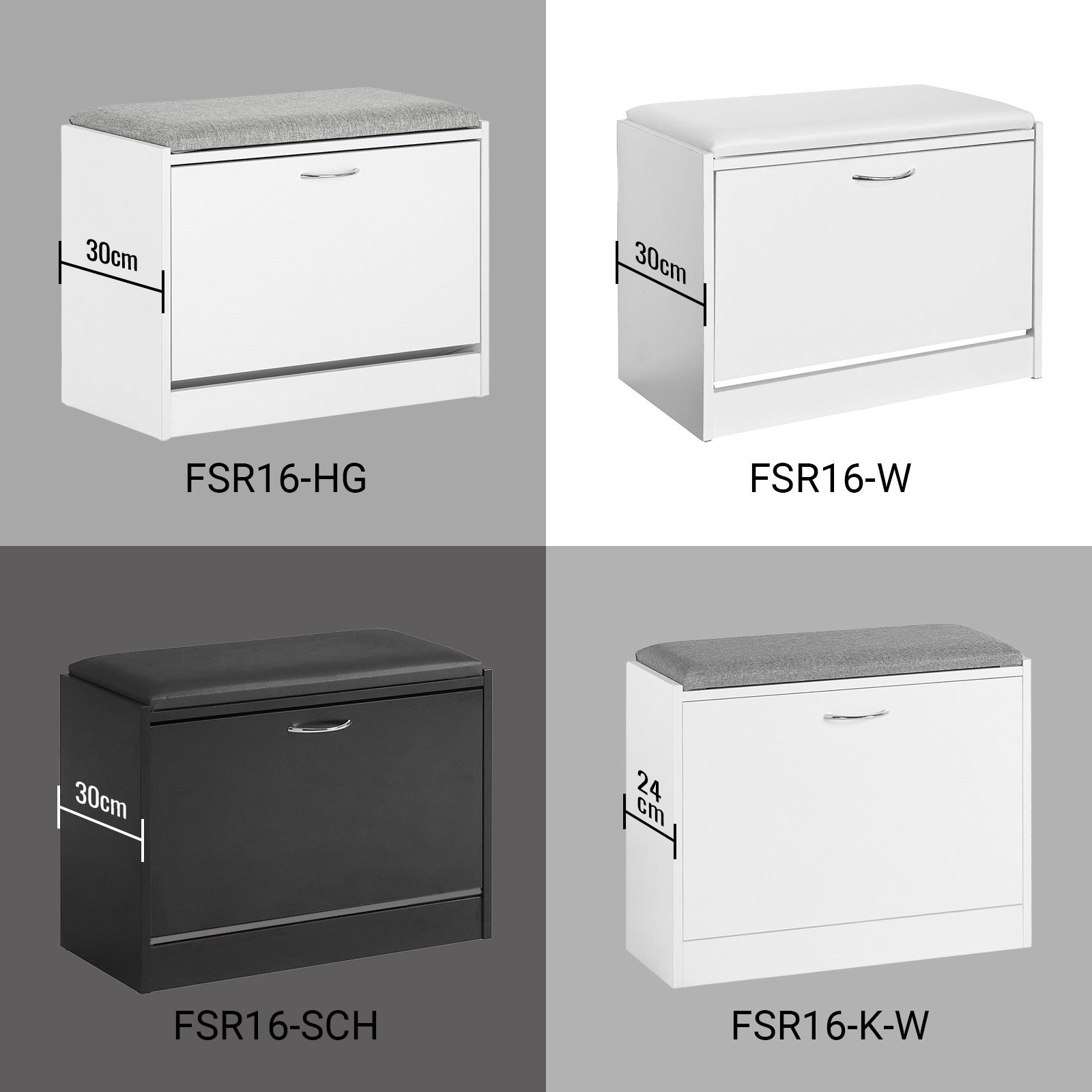 SoBuy Banc à chaussures avec coussin, Meuble à chaussures, 1 abattant et 3 étagères, 6 paires, Blanc, FSR16-W - 9